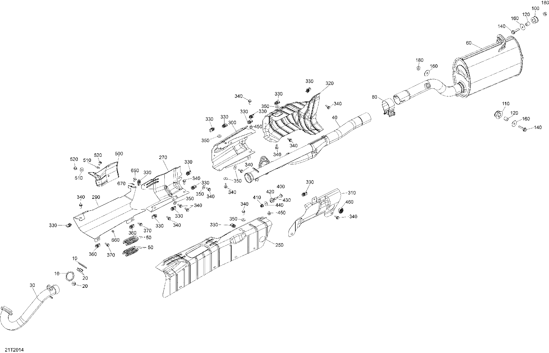 An Image of a Genuine Can-Am Parts Schematic Diagram showing the schematic - EXHAUST