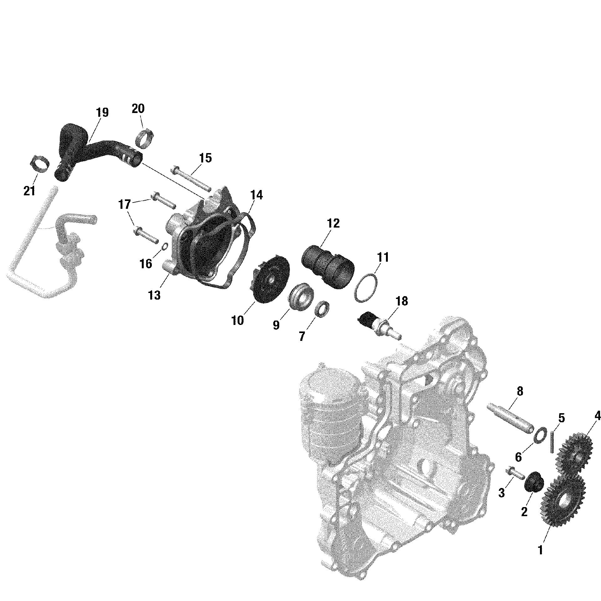 An Image of a Genuine Can-Am Parts Schematic Diagram showing the schematic - ROTAX - ENGINE COOLING