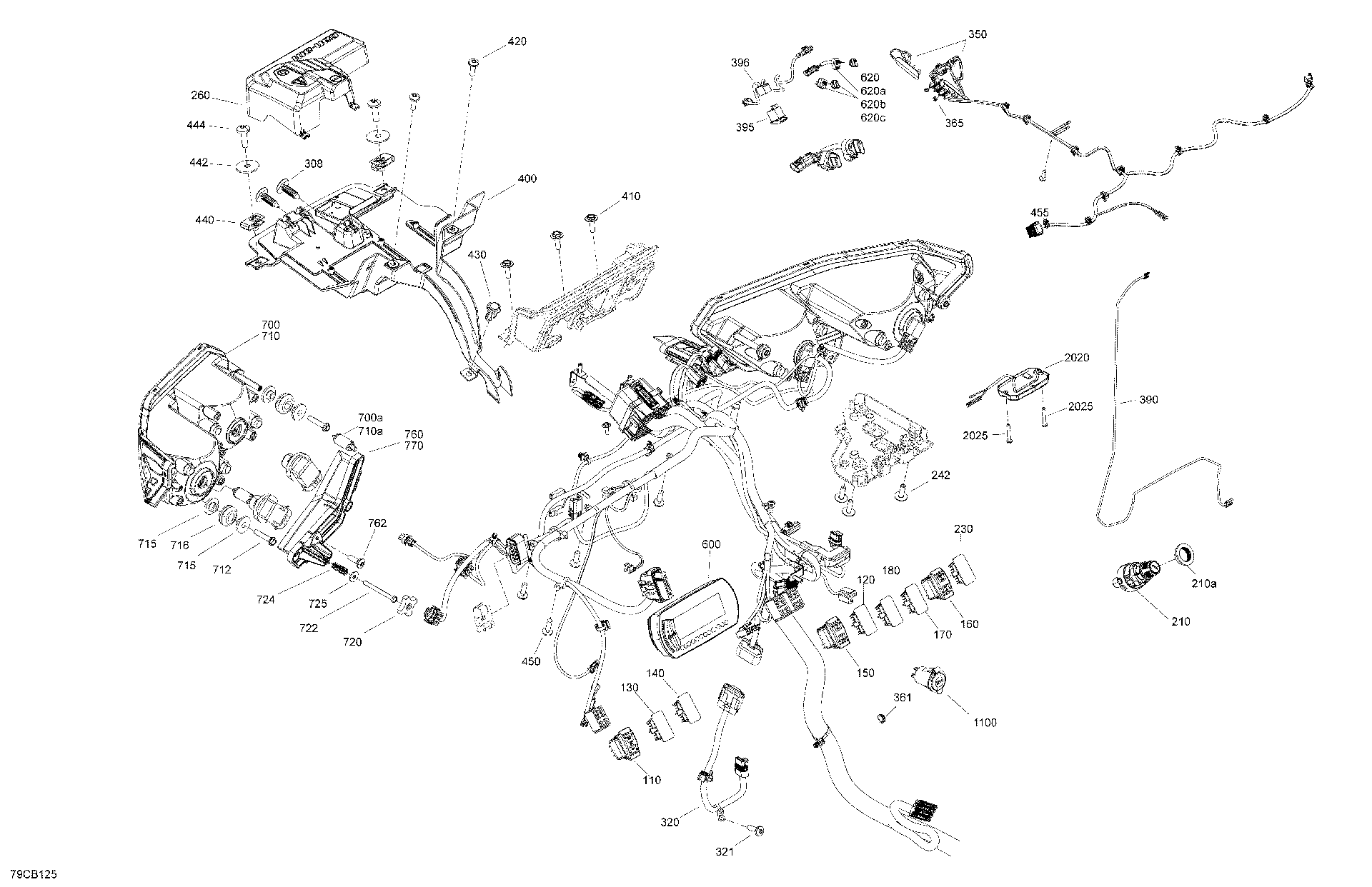 An Image of a Genuine Can-Am Parts Schematic Diagram showing the schematic - ELECTRIC - FRONT SECTION