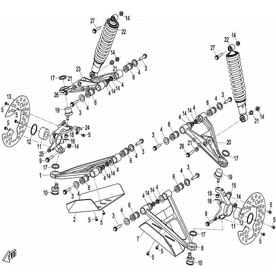 An Image of a genuine CFMOTO Parts Schematic Diagram showing the group - FRONT SUSPENSION - 2016 CFMOTO CFORCE 800 X8
