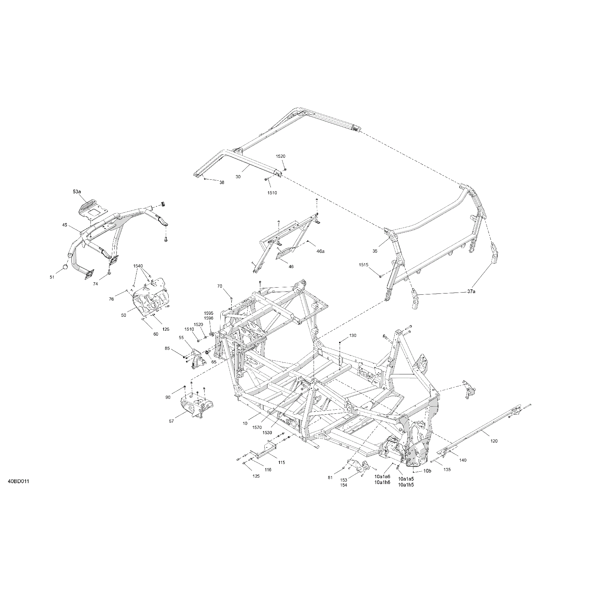 An Image of a Genuine Can-Am Parts Schematic Diagram showing the schematic - FRAME - SYSTEM