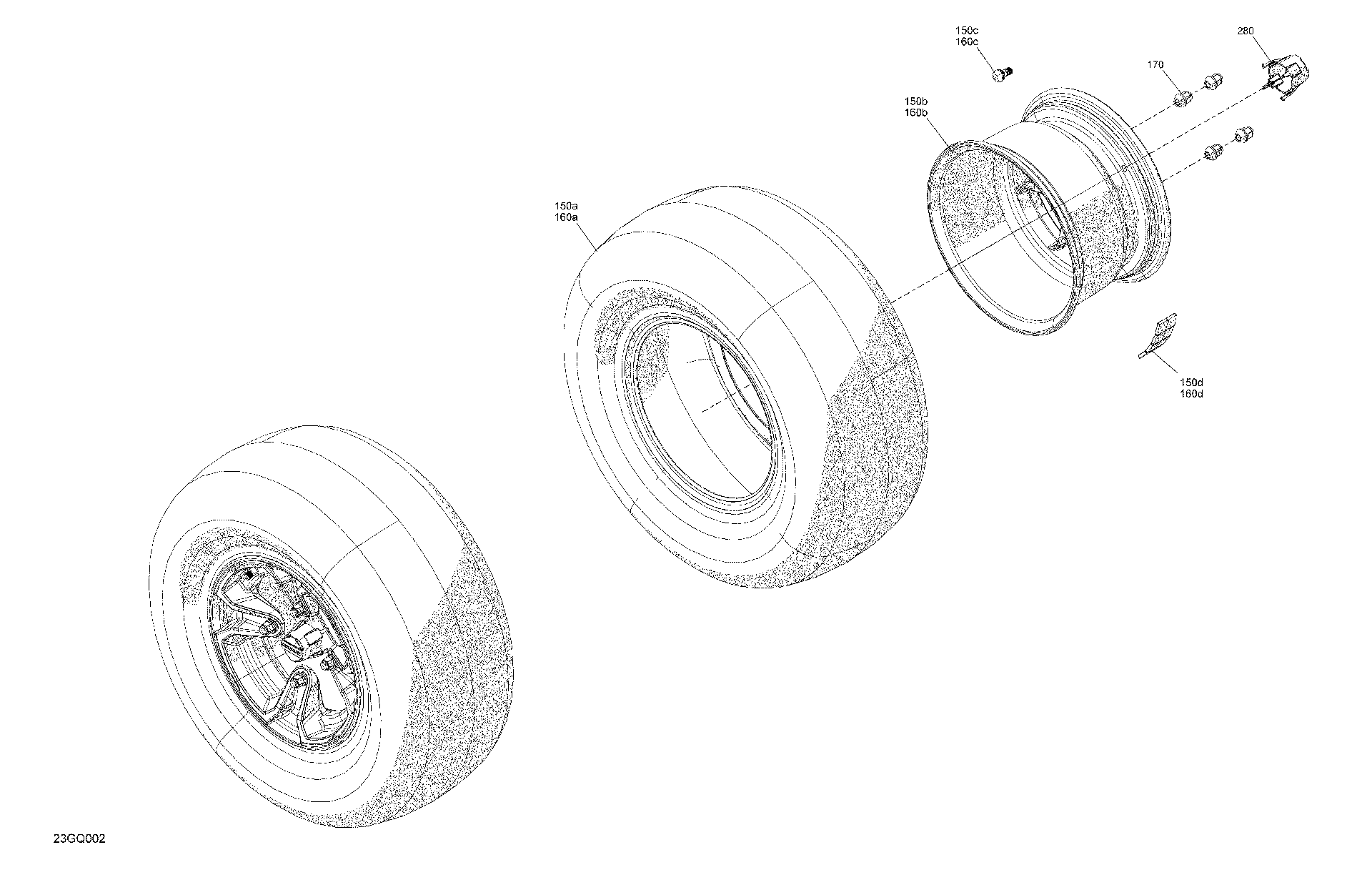 An Image of a Genuine Can-Am Parts Schematic Diagram showing the schematic - DRIVE - REAR WHEELS - DPS - MAX - EUROPE