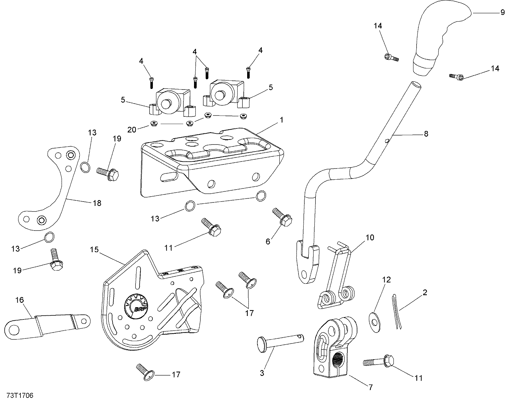 An Image of a Genuine Can-Am Parts Schematic Diagram showing the schematic - SHIFT LEVER