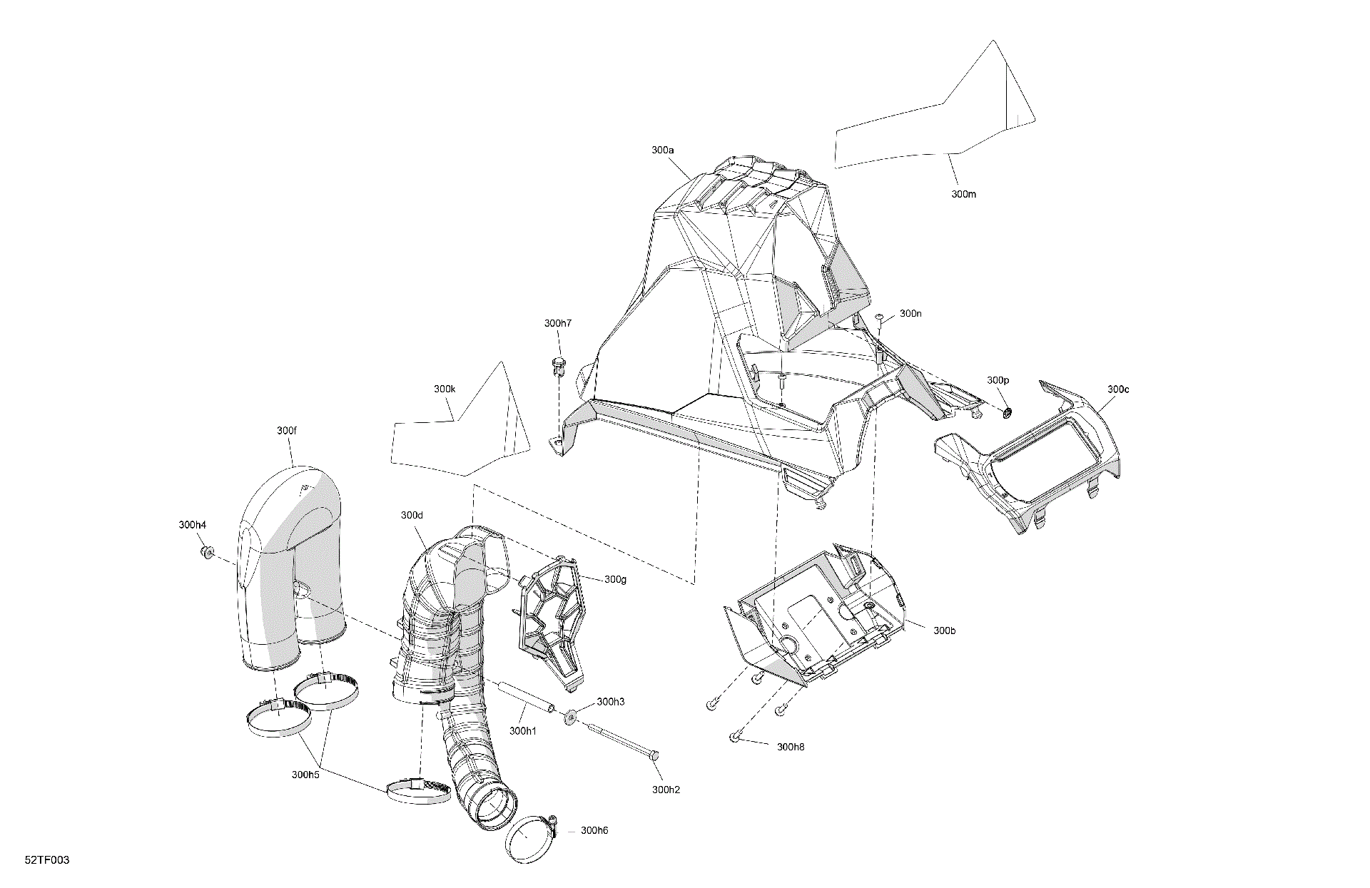 An Image of a Genuine Can-Am Parts Schematic Diagram showing the schematic - BODY - SNORKEL