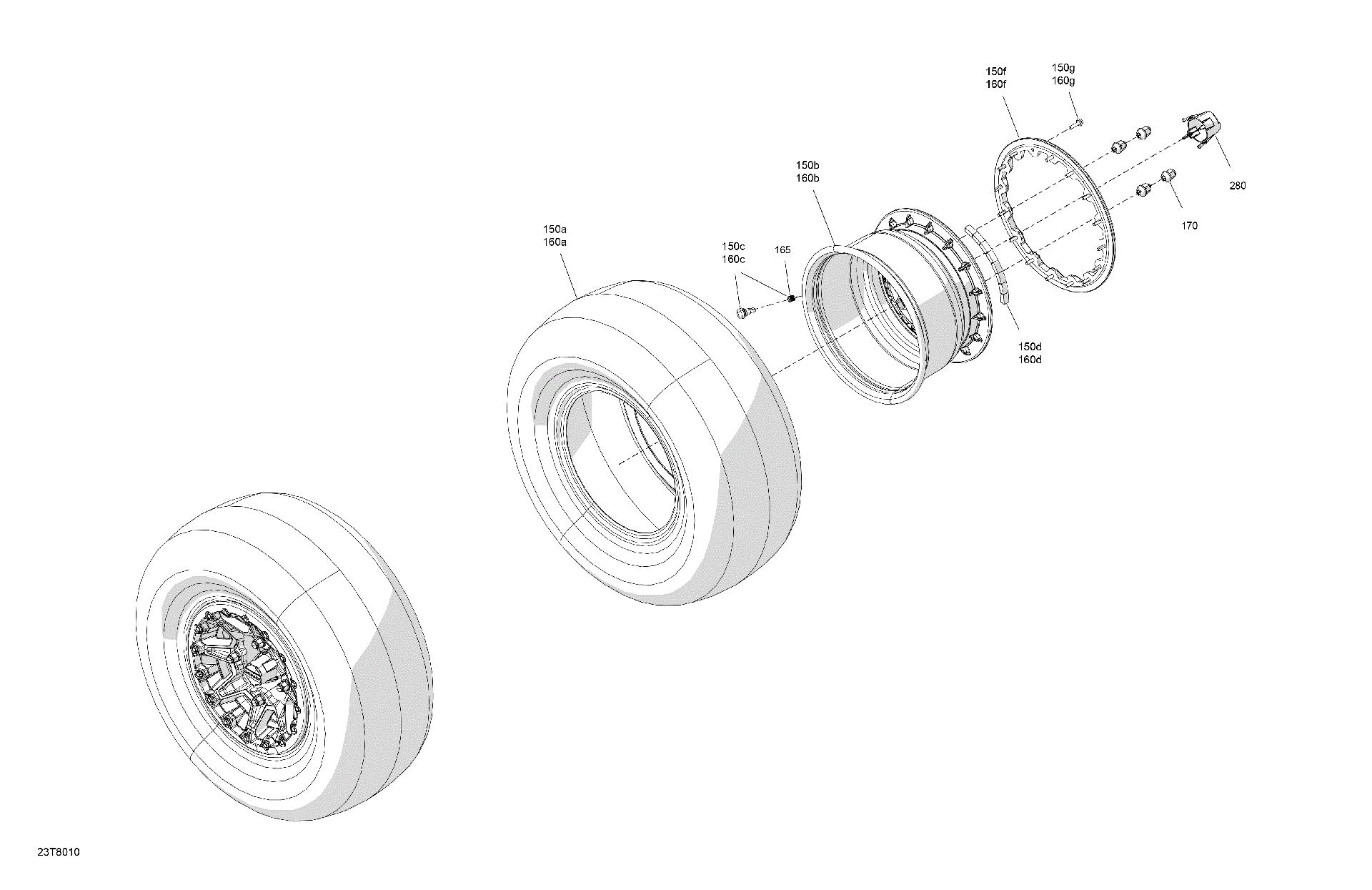 An Image of a Genuine Can-Am Parts Schematic Diagram showing the schematic - DRIVE - REAR WHEELS