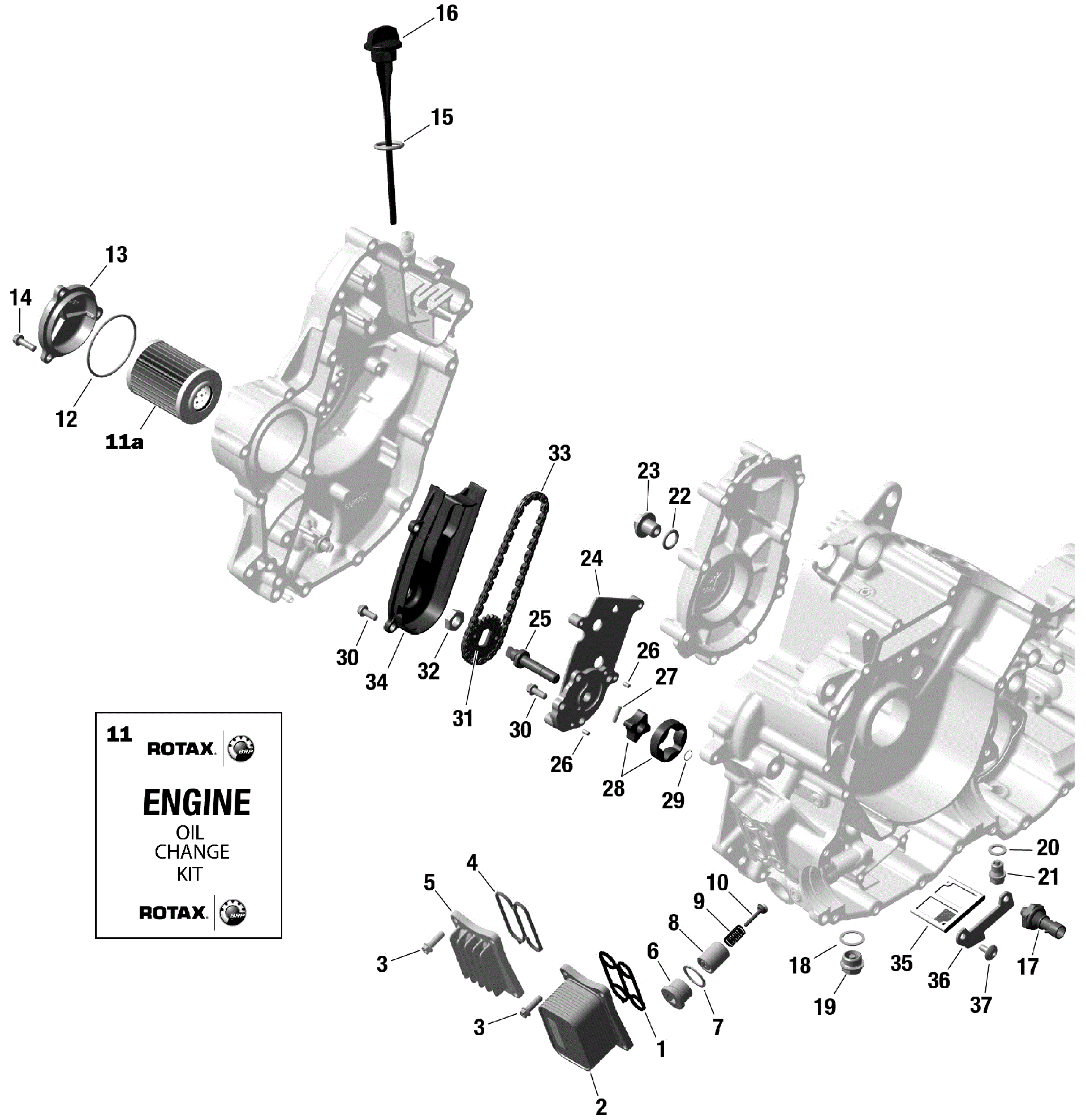 An Image of a Genuine Can-Am Parts Schematic Diagram showing the schematic - ROTAX - ENGINE LUBRICATION
