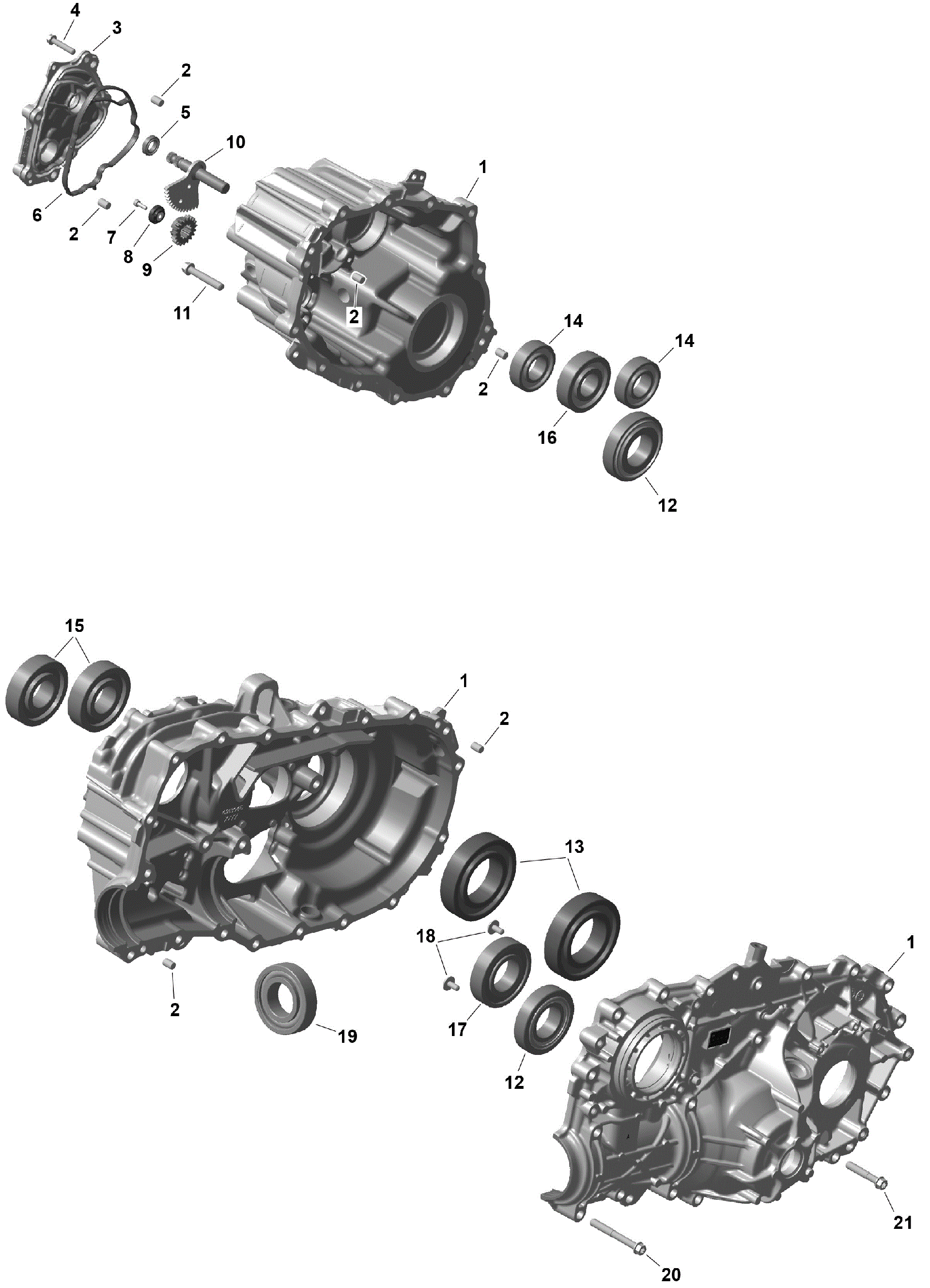 An Image of a Genuine Can-Am Parts Schematic Diagram showing the schematic - ROTAX - GEARBOX 1