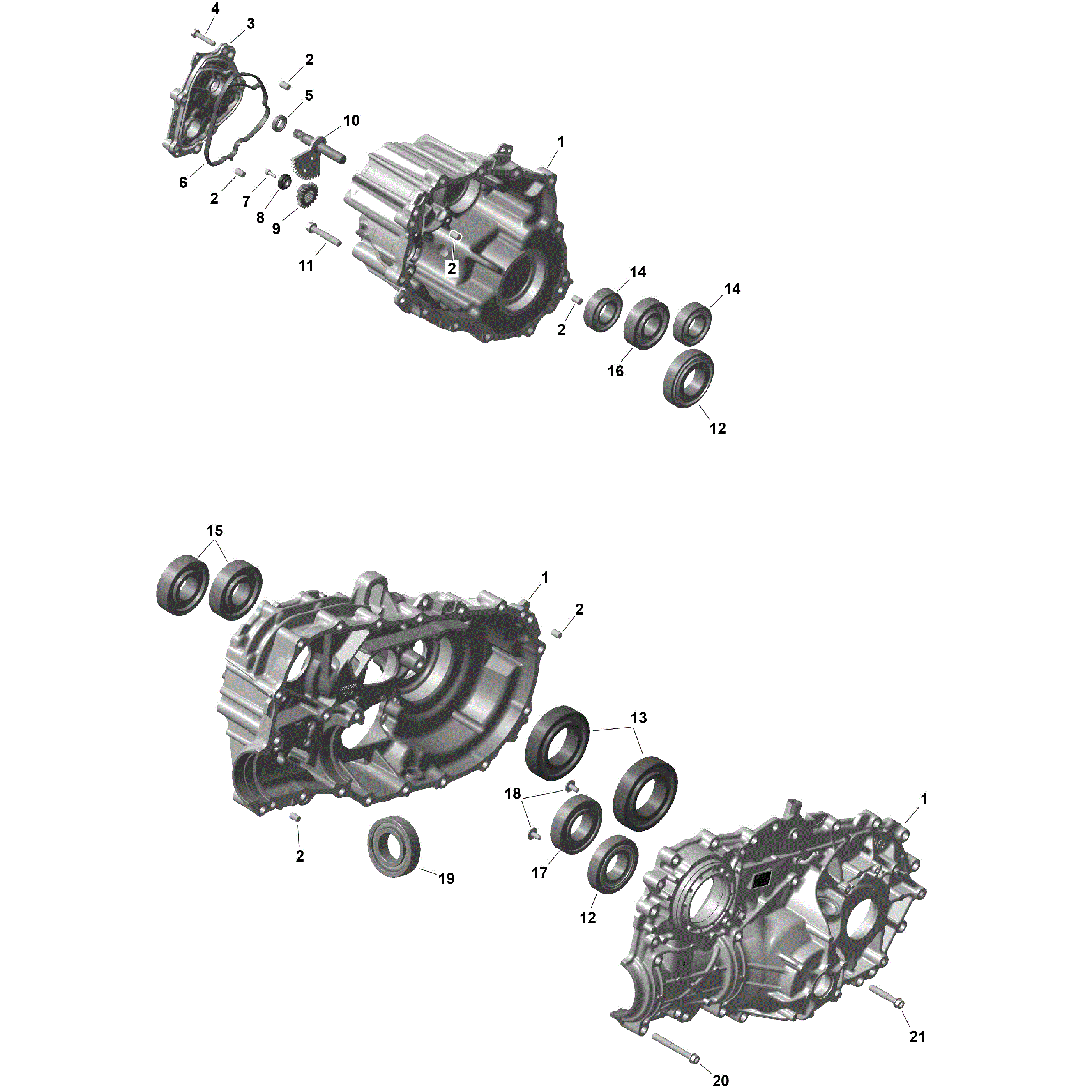 An Image of a Genuine Can-Am Parts Schematic Diagram showing the schematic - ROTAX - GEARBOX 1