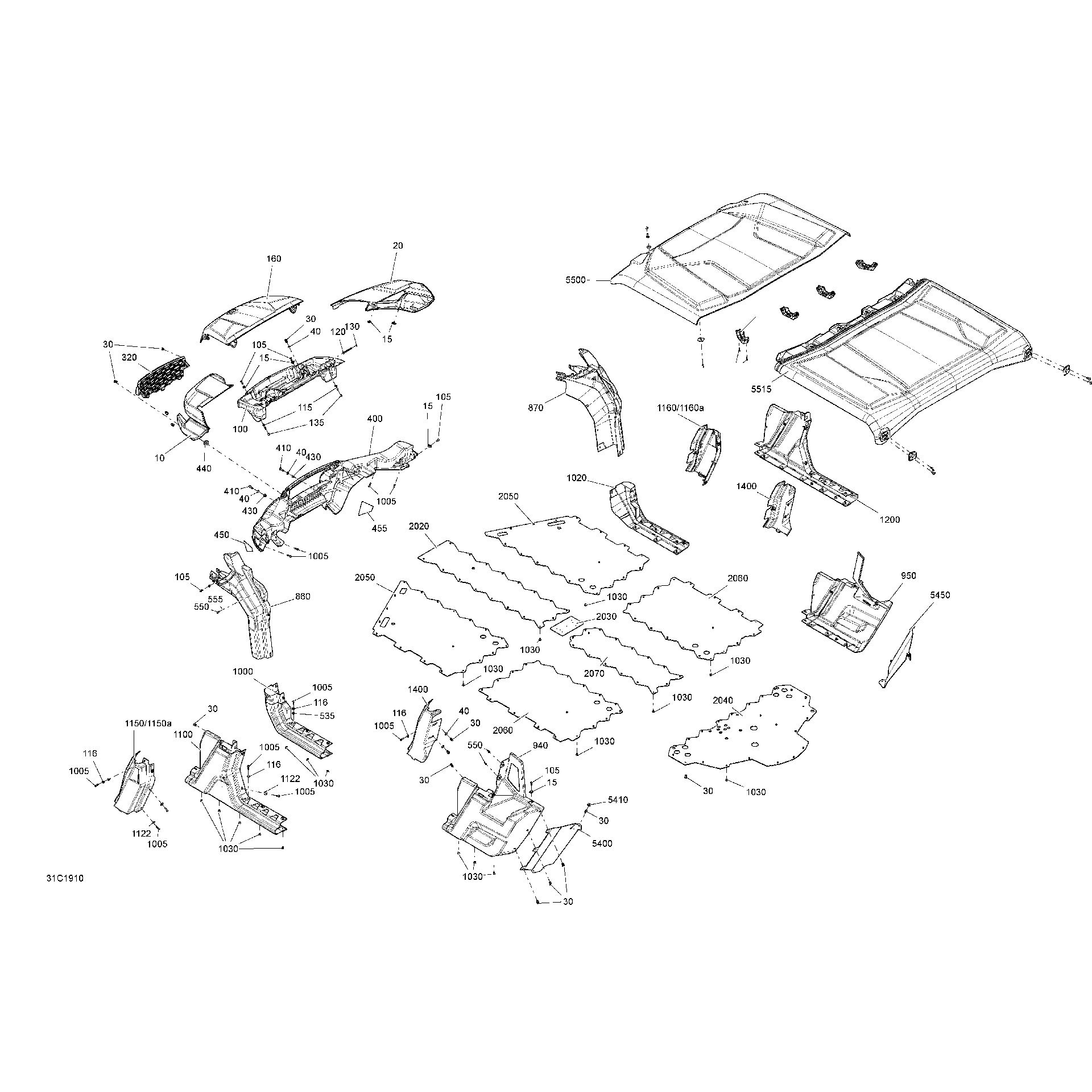 An Image of a Genuine Can-Am Parts Schematic Diagram showing the schematic - BODY - CAMO