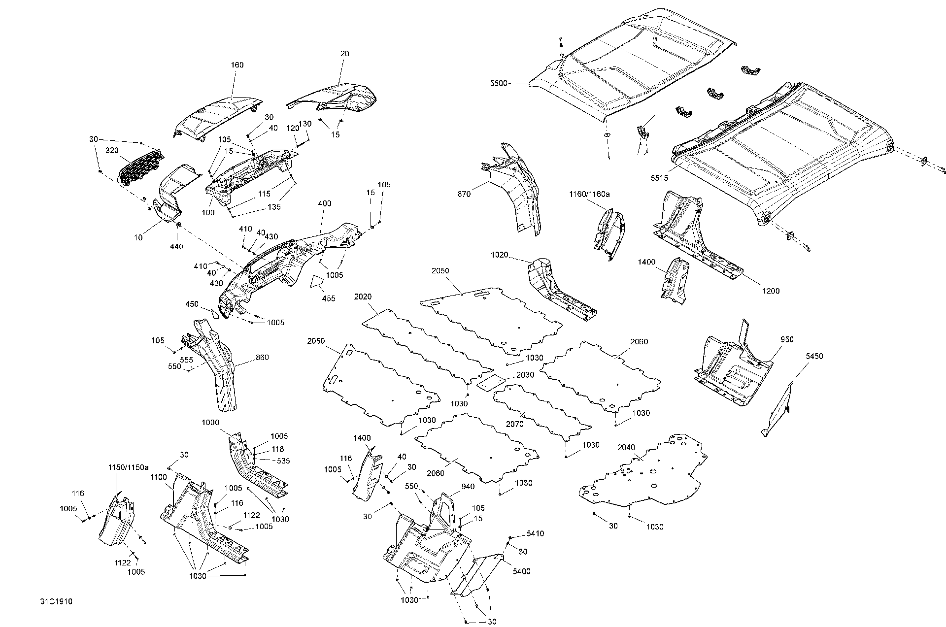 An Image of a Genuine Can-Am Parts Schematic Diagram showing the schematic - BODY - INTENSE RED
