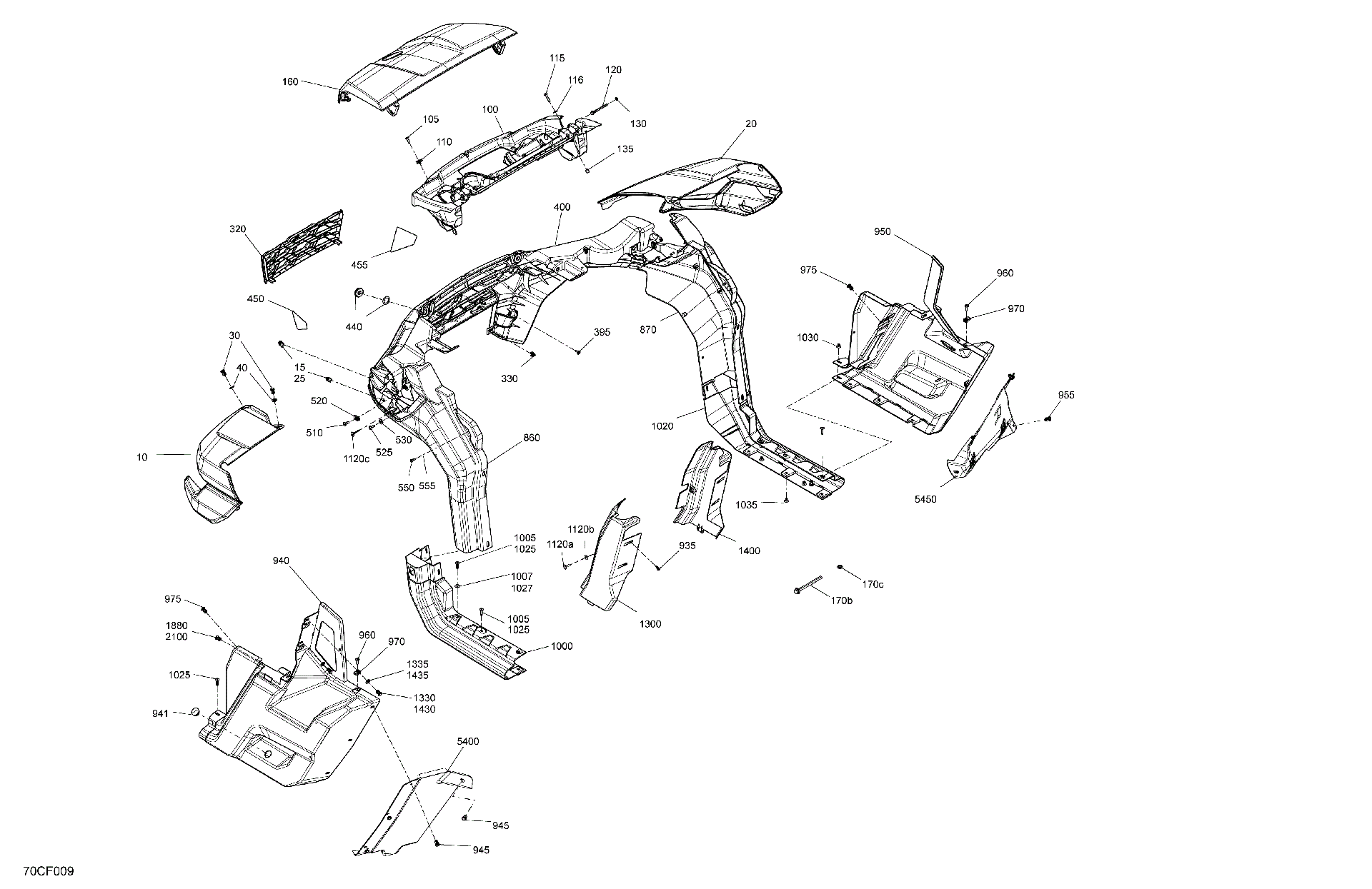 An Image of a Genuine Can-Am Parts Schematic Diagram showing the schematic - BODY - SYSTEM