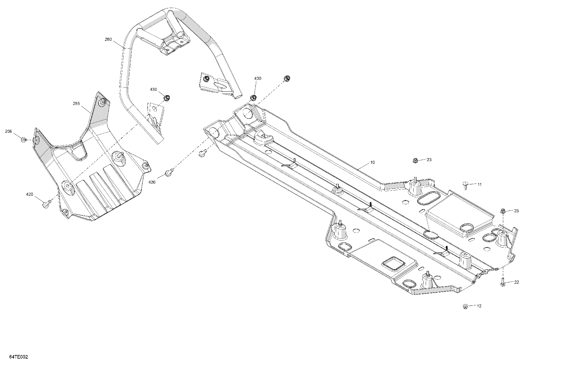 An Image of a Genuine Can-Am Parts Schematic Diagram showing the schematic - BODY - SKID PLATE AND BUMPER