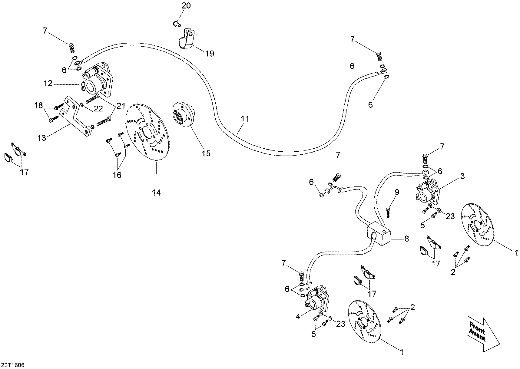 An Image of a Genuine Can-Am Parts Schematic Diagram showing the schematic - BRAKES