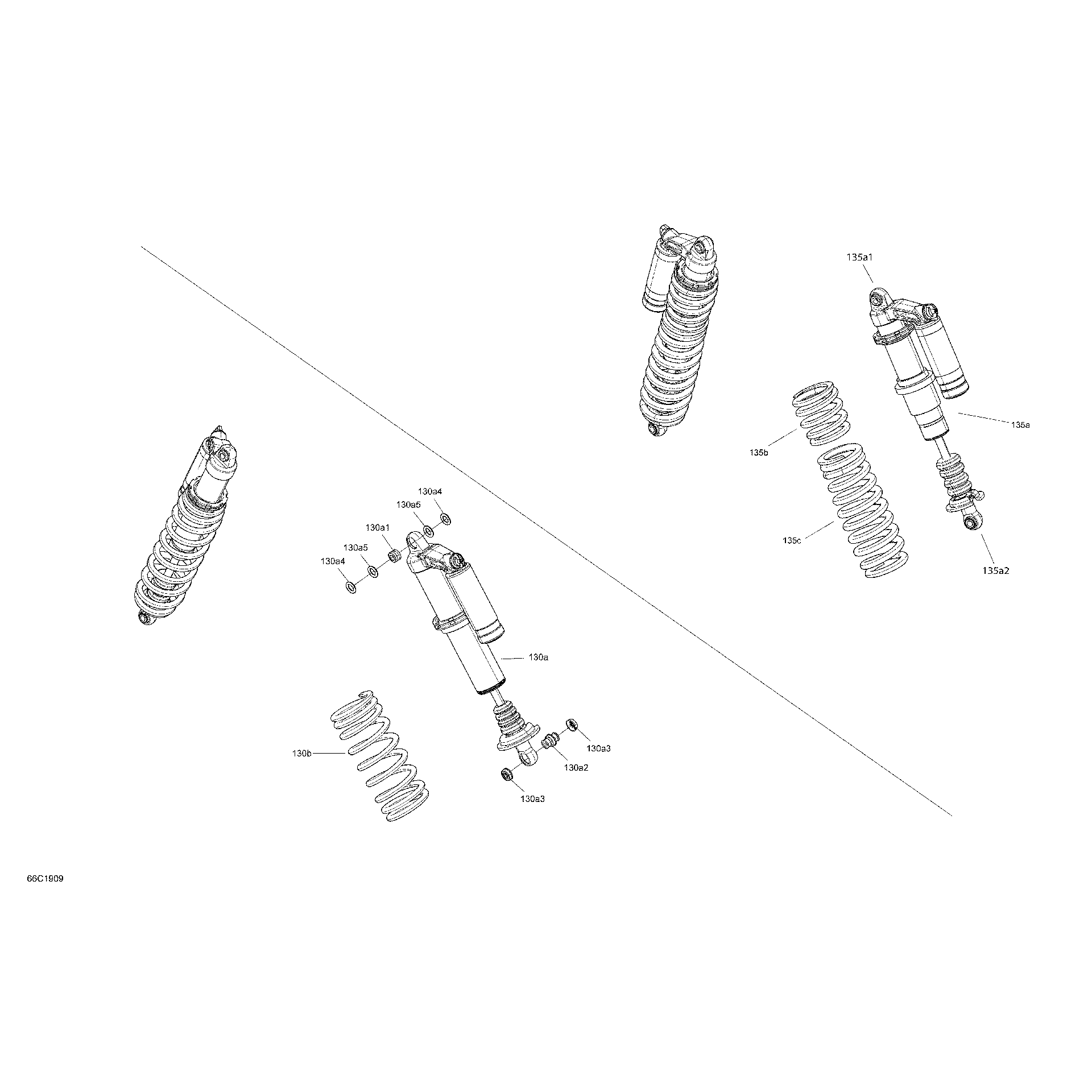 An Image of a Genuine Can-Am Parts Schematic Diagram showing the schematic - SHOCKS - PACKAGE DPS
