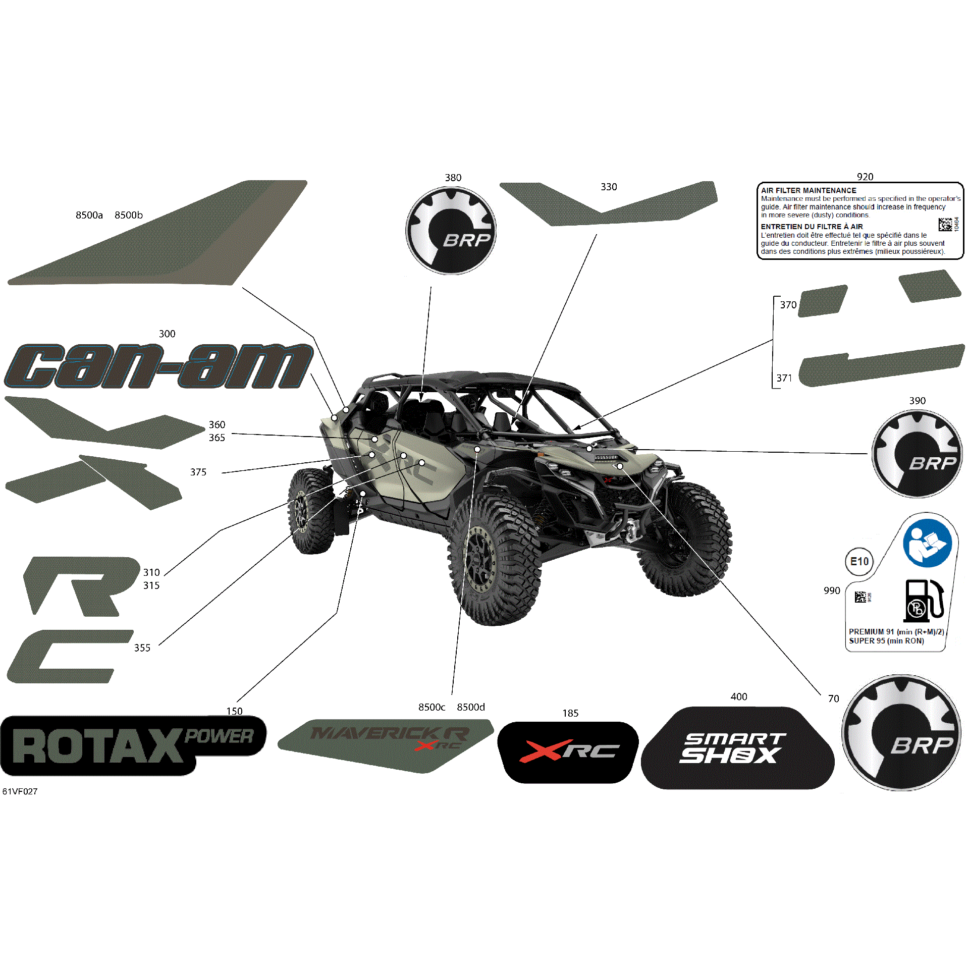 An Image of a Genuine Can-Am Parts Schematic Diagram showing the schematic - BODY - DECALS
