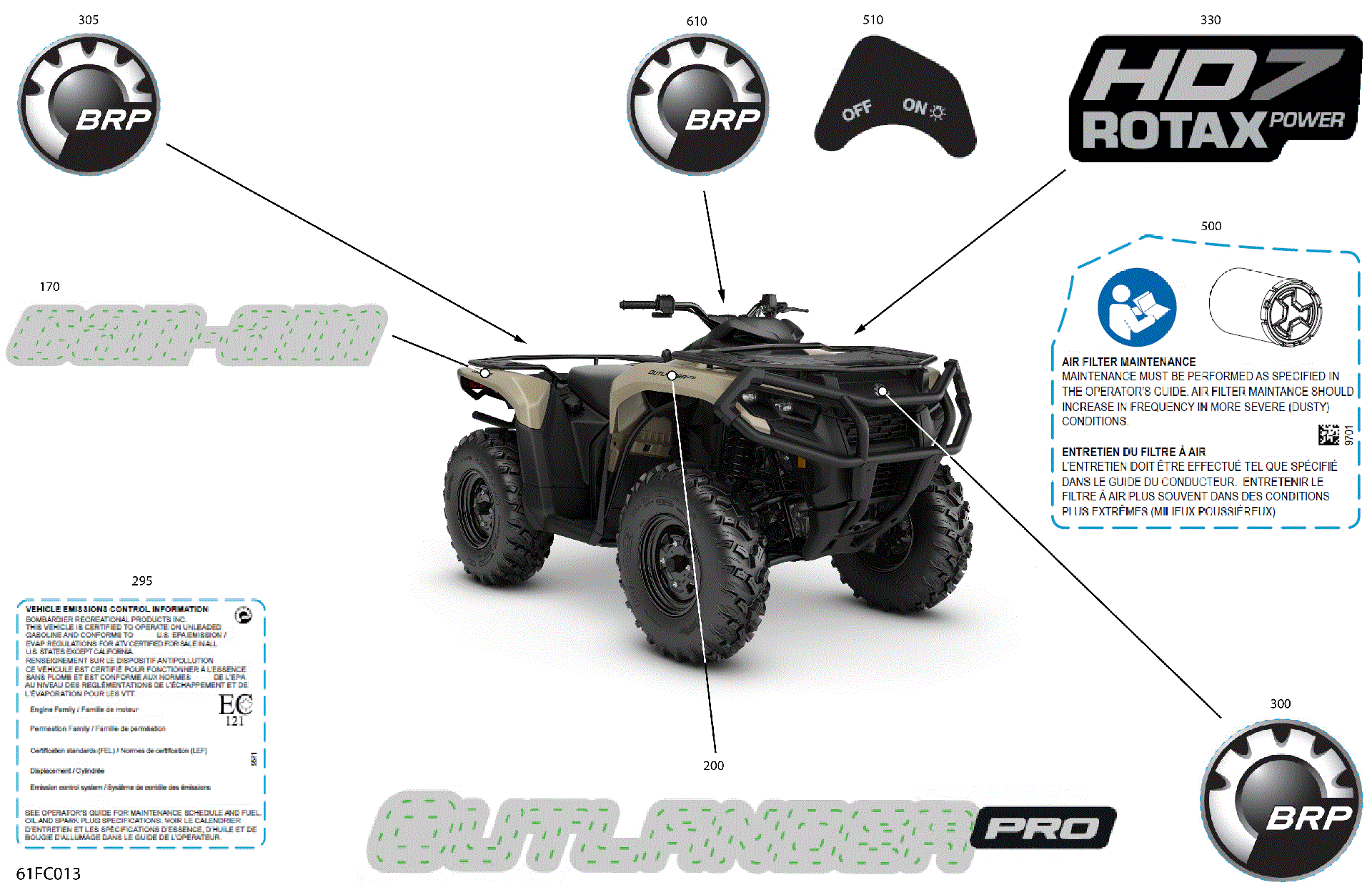 An Image of a Genuine Can-Am Parts Schematic Diagram showing the schematic - BODY - FEATURE DECALS