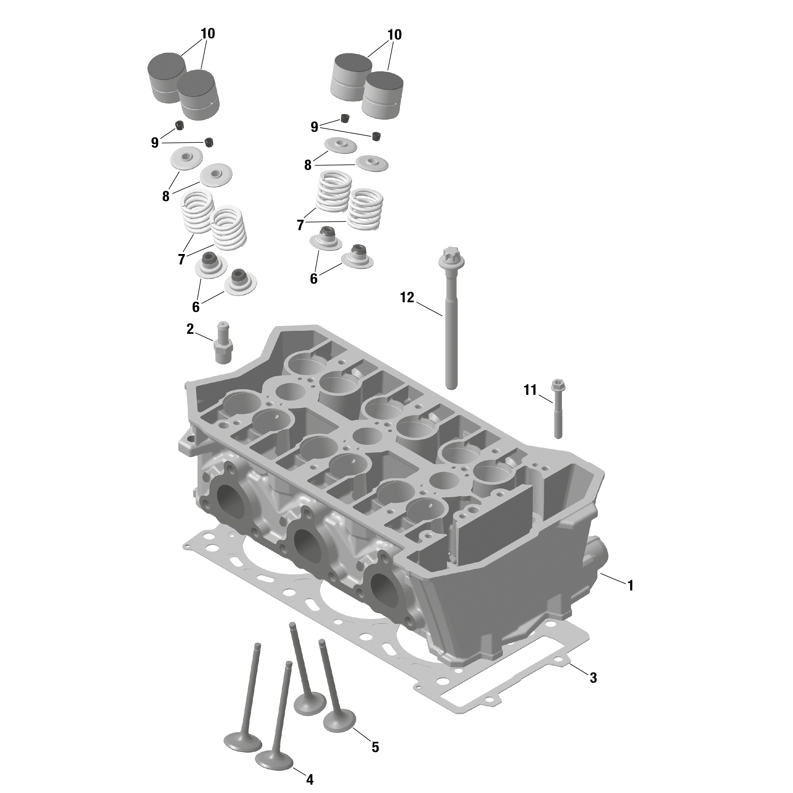 An Image of a Genuine Can-Am Parts Schematic Diagram showing the schematic - ROTAX - CYLINDER HEAD
