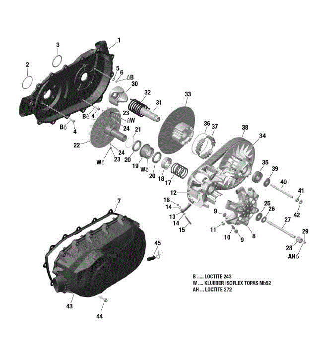 An Image of a Genuine Can-Am Parts Schematic Diagram showing the schematic - ROTAX - CVT