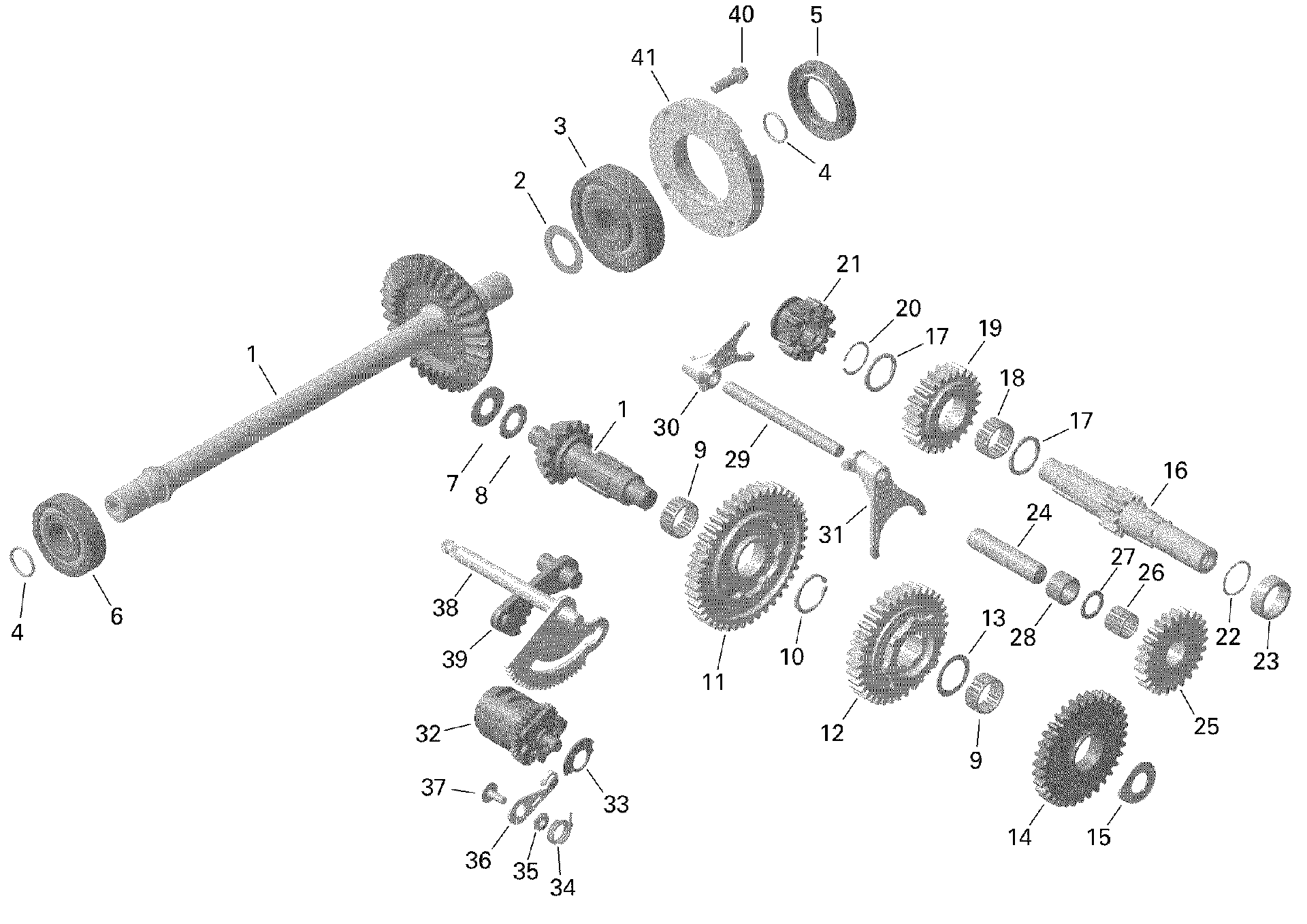 An Image of a Genuine Can-Am Parts Schematic Diagram showing the schematic - ENGINE - GEAR BOX AND COMPONENTS - 450