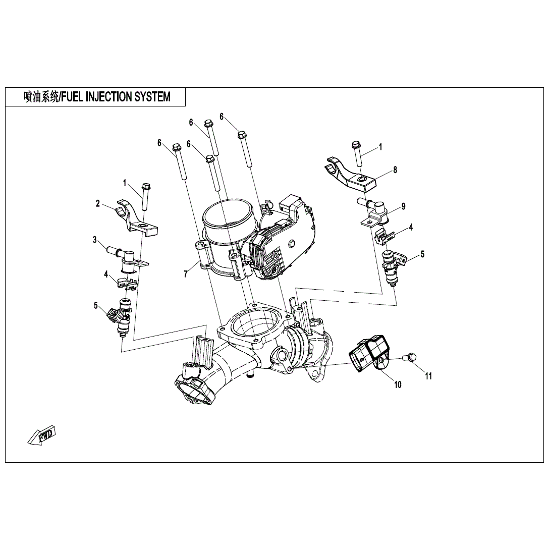 An Image of a Genuine CFMOTO Parts Schematic Diagram showing the schematic - FUEL INJECTION SYSTEM - 2022 CFMOTO ZFORCE 950 HO Sport