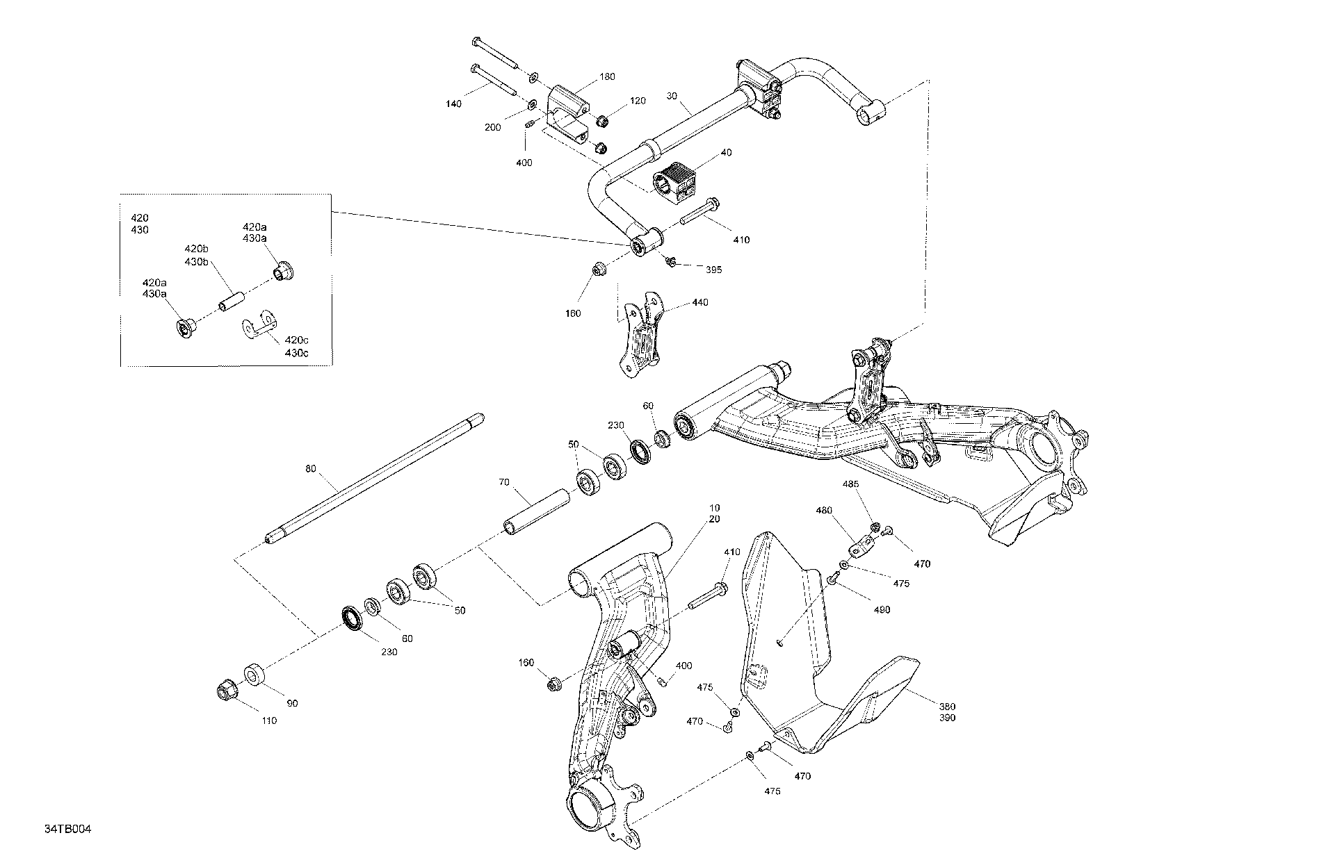 An Image of a Genuine Can-Am Parts Schematic Diagram showing the schematic - SUSPENSION - REAR COMPONENTS