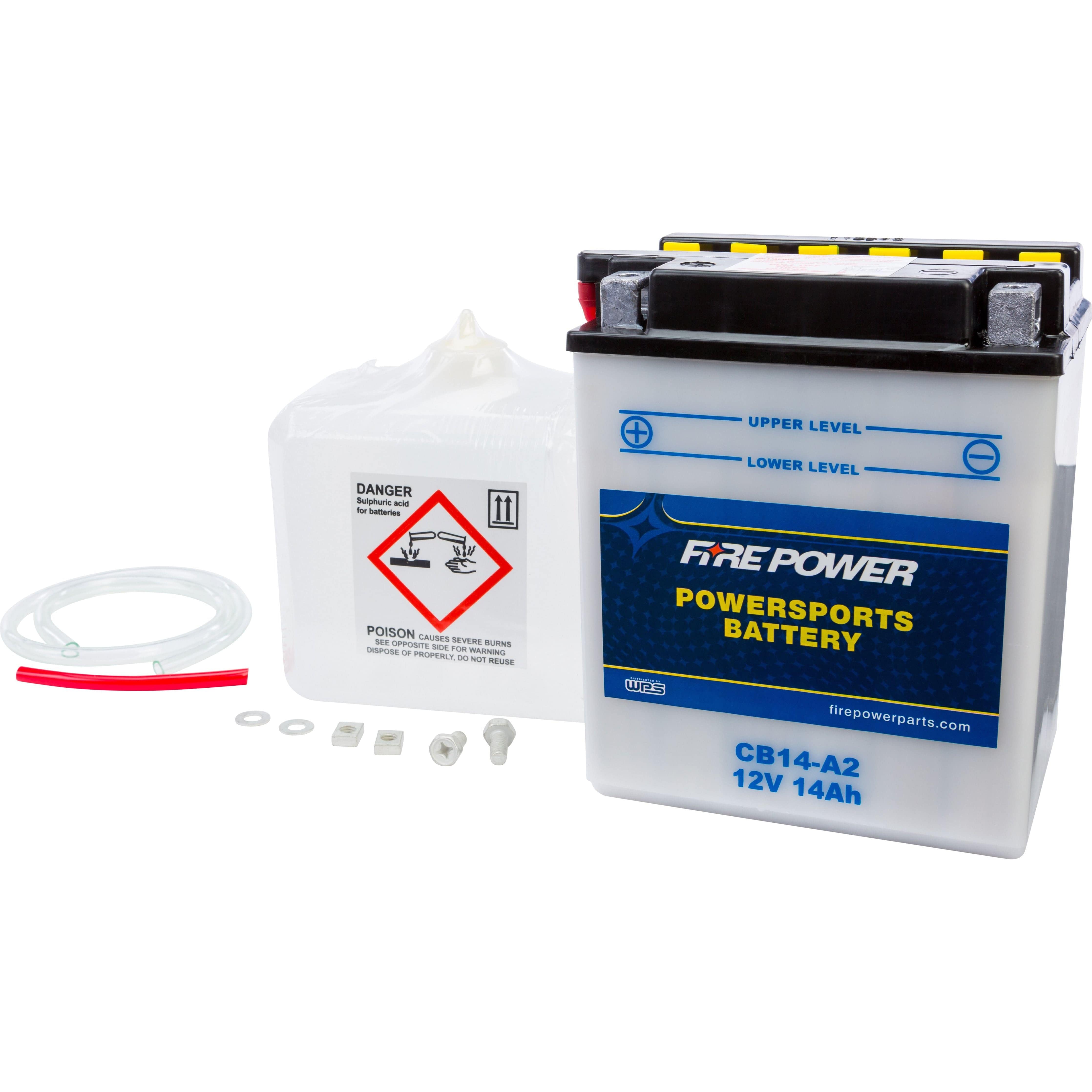 Battery W/Acid Cb14-A2 12V Heavy Duty by Fire Power CB14-A2 Conventional Acid Battery 490-2205 Western Powersports