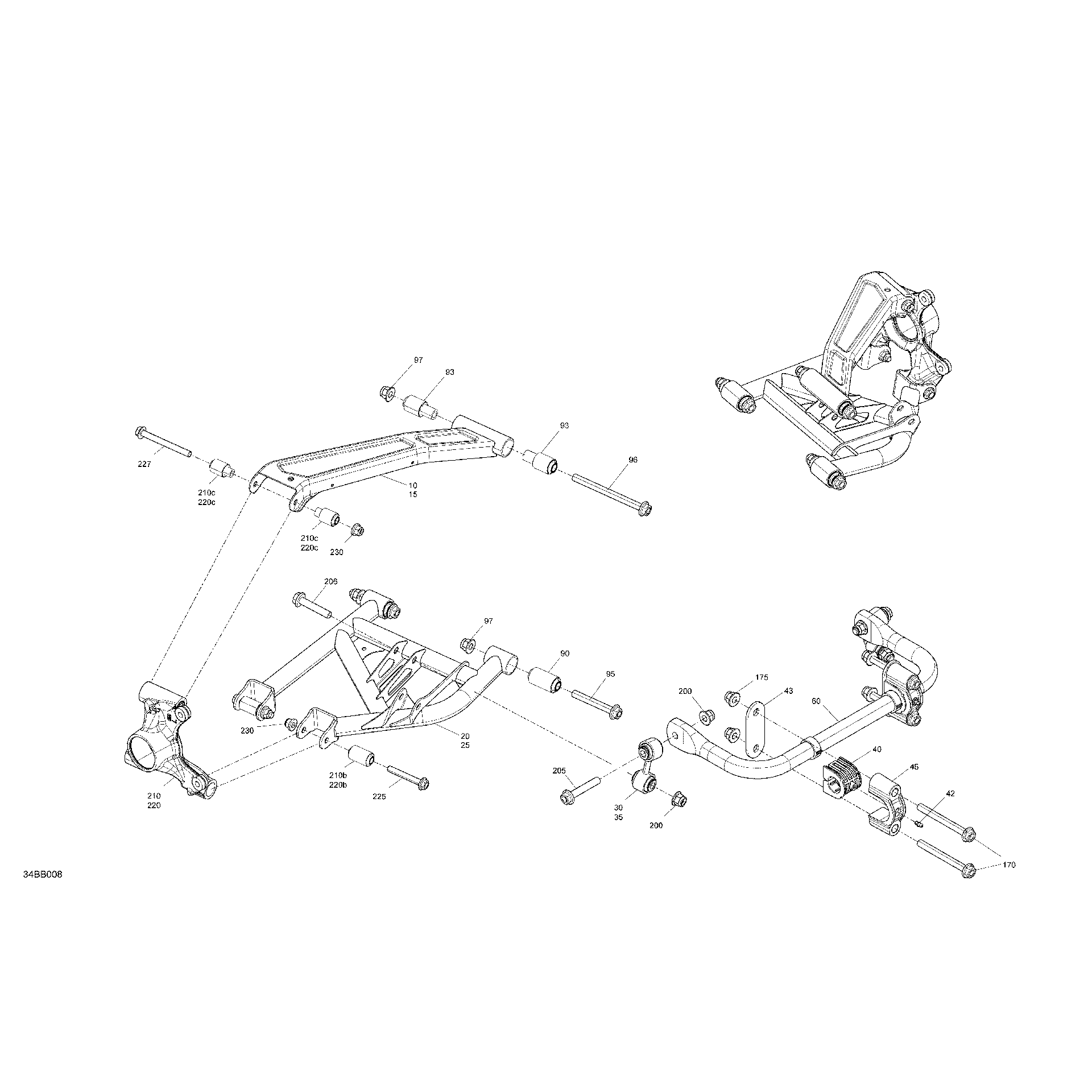 An Image of a Genuine Can-Am Parts Schematic Diagram showing the schematic - SUSPENSION - REAR COMPONENTS