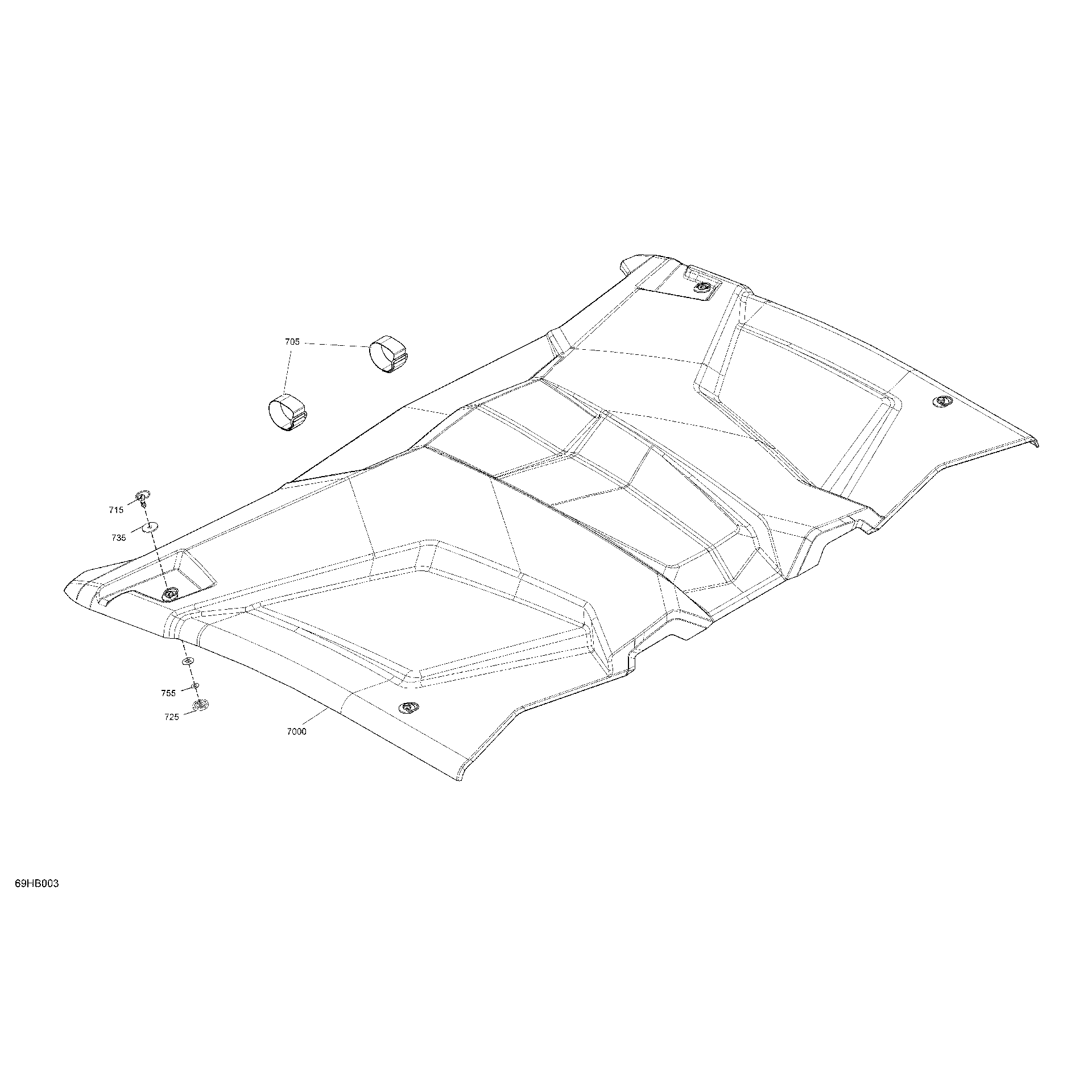 An Image of a Genuine Can-Am Parts Schematic Diagram showing the schematic - BODY - ROOF