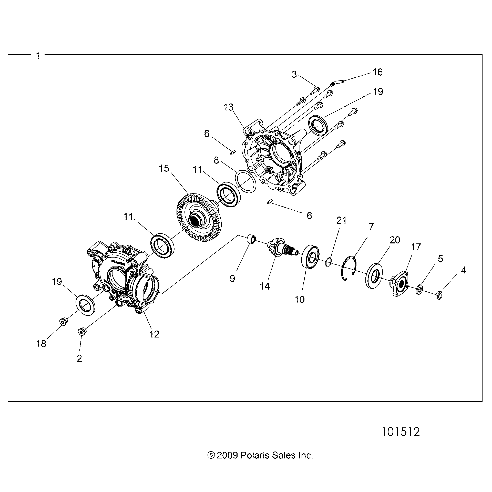 An Image of a Genuine Polaris Parts Schematic Diagram showing the schematic - DRIVE TRAIN: REAR GEARCASE INTERNALS - 2023 POLARIS SPORTSMAN TOURING 1000 48" 49S