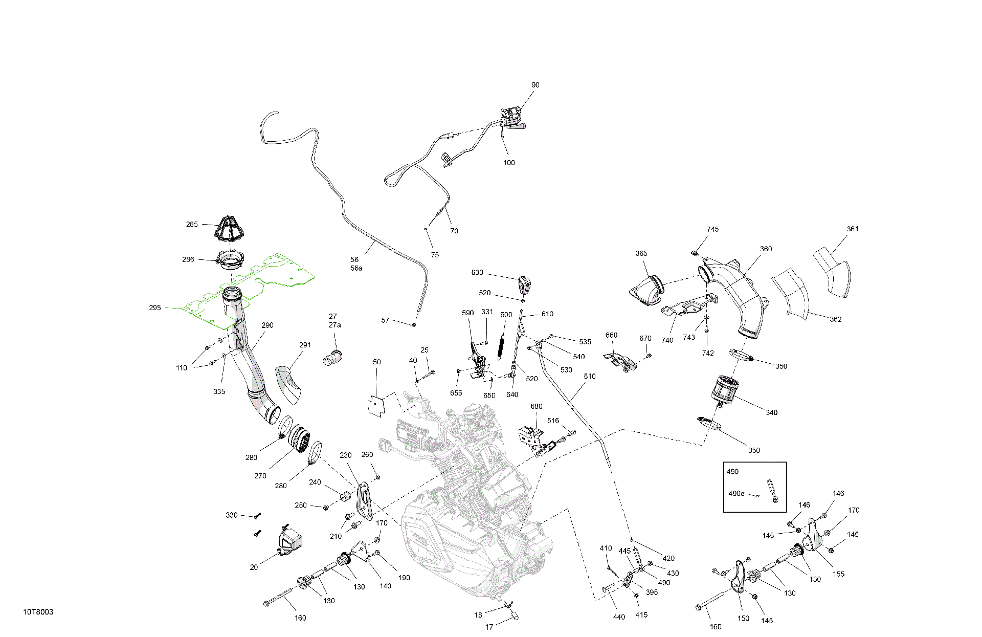 An Image of a Genuine Can-Am Parts Schematic Diagram showing the schematic - ENGINE - SYSTEM
