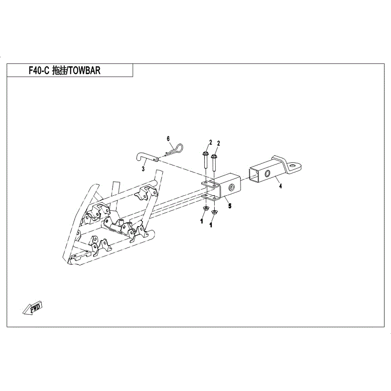 An Image of a genuine CFMOTO Parts Schematic Diagram showing the group - TOWINGBAR (SPLIT - 2018 CFMOTO CFORCE 500 S
