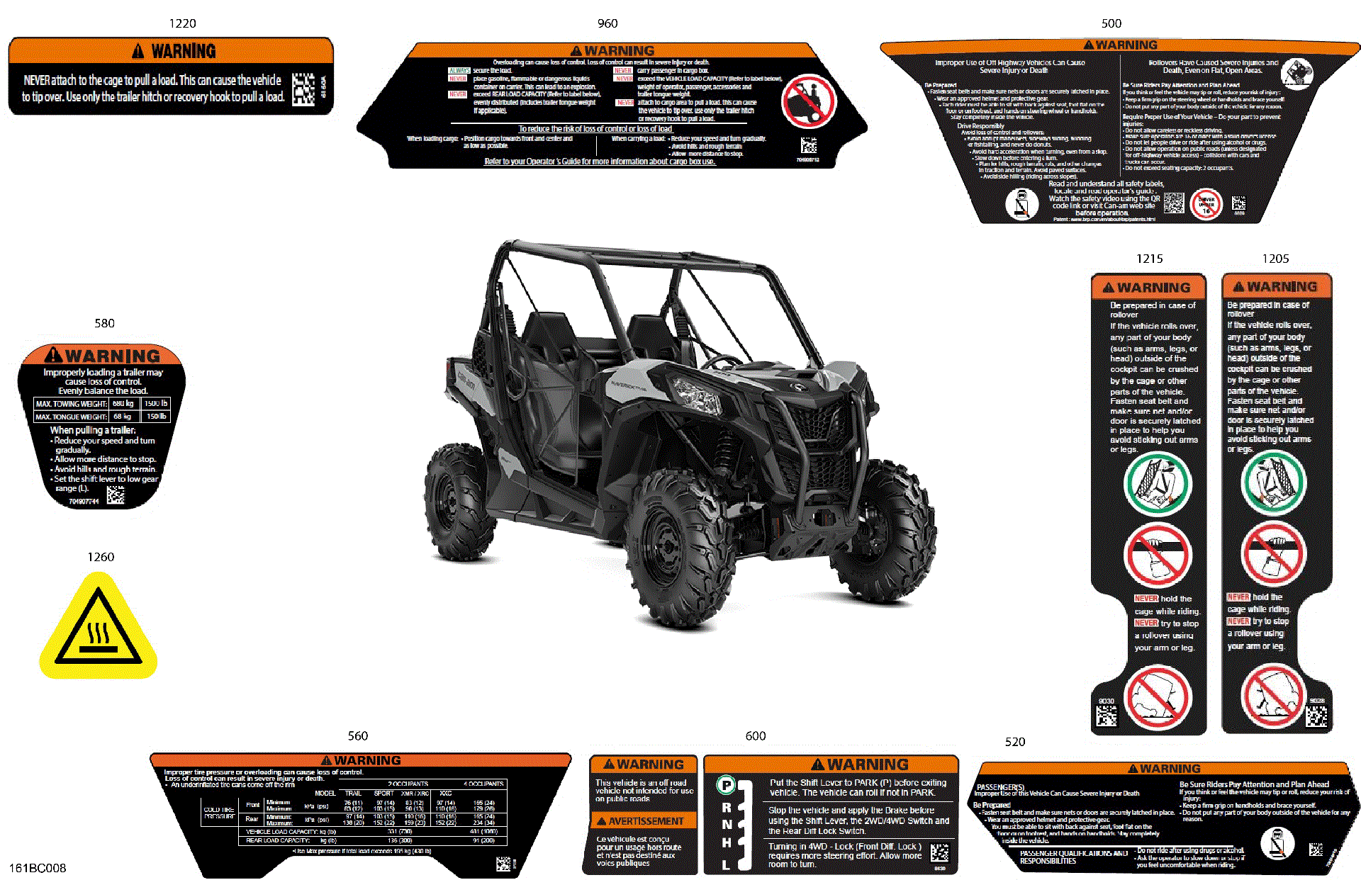 An Image of a Genuine Can-Am Parts Schematic Diagram showing the schematic - BODY - WARNING DECALS