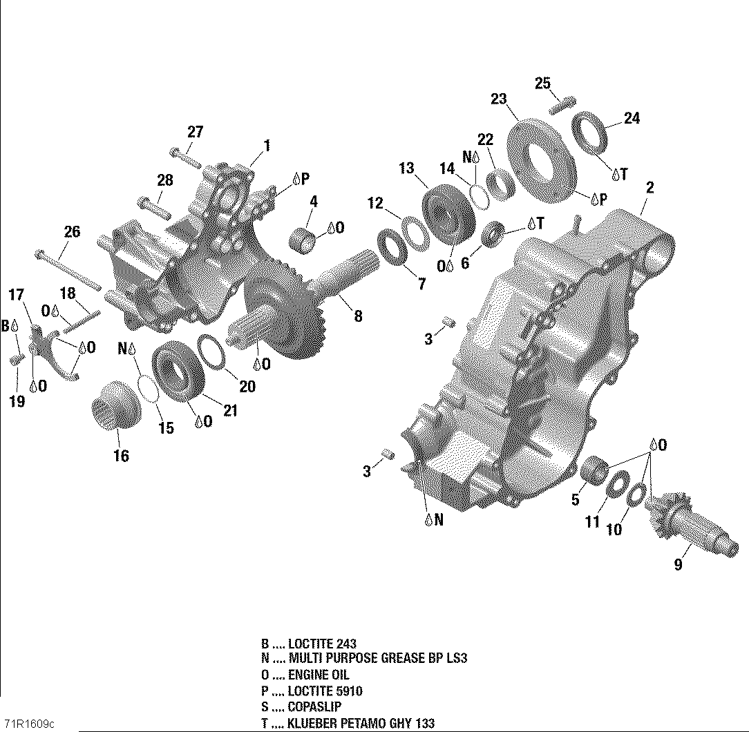 An Image of a Genuine Can-Am Parts Schematic Diagram showing the schematic - GEAR BOX OUTPUT SHAFT - 570 EFI