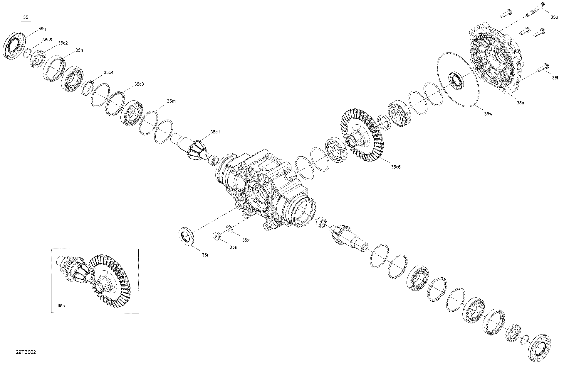 An Image of a Genuine Can-Am Parts Schematic Diagram showing the schematic - DRIVE - MIDDLE DRIVE UNIT