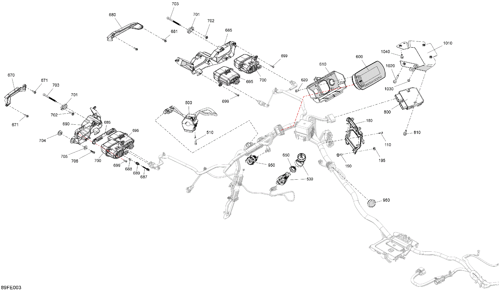 An Image of a Genuine Can-Am Parts Schematic Diagram showing the schematic - ELECTRIC - FRONT SECTION