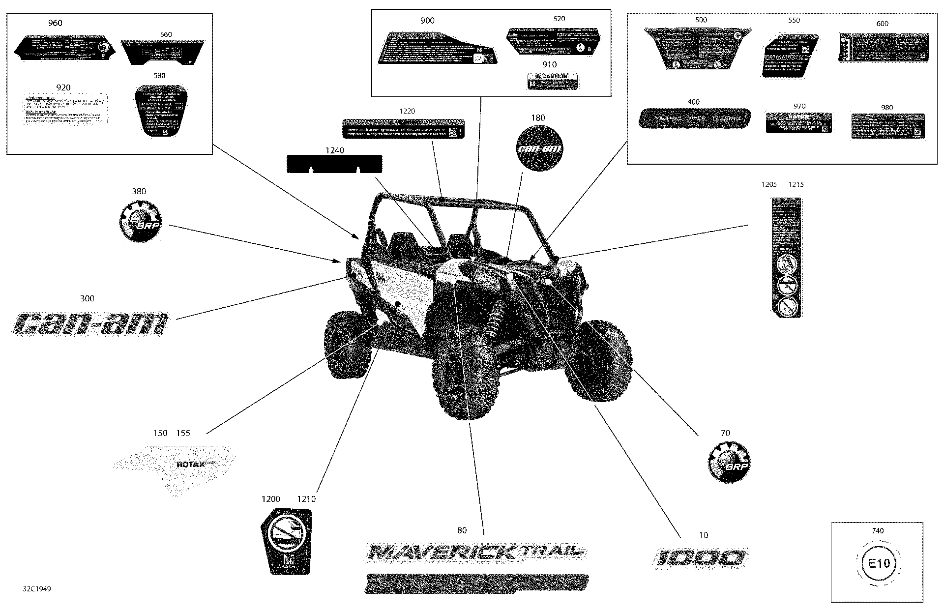An Image of a Genuine Can-Am Parts Schematic Diagram showing the schematic - DECALS - 1000 - PACKAGE DPS