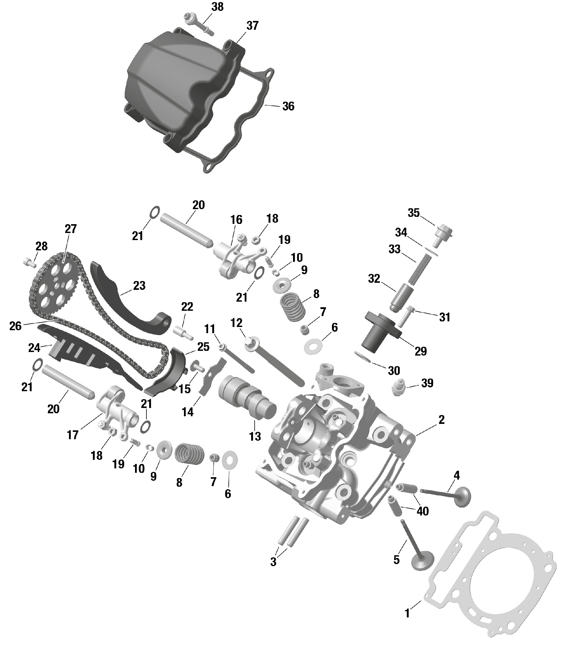 An Image of a Genuine Can-Am Parts Schematic Diagram showing the schematic - ROTAX - FRONT CYLINDER HEAD