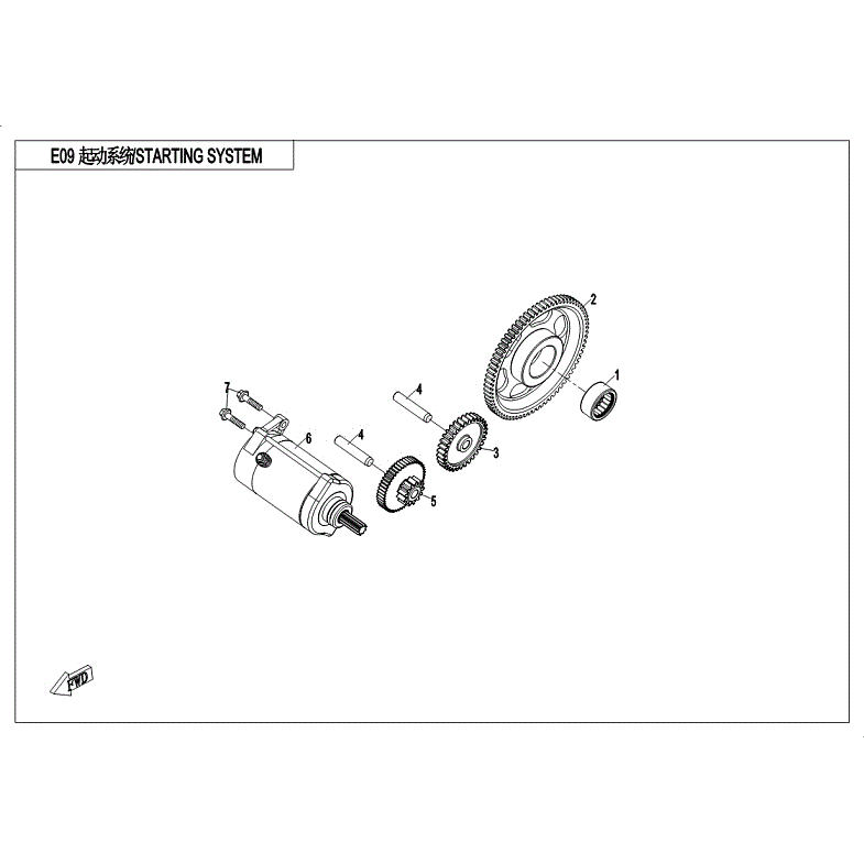 An Image of a Genuine CFMOTO Parts Schematic Diagram showing the schematic - STARTING SYSTEM - 2018 CFMOTO ZFORCE 1000