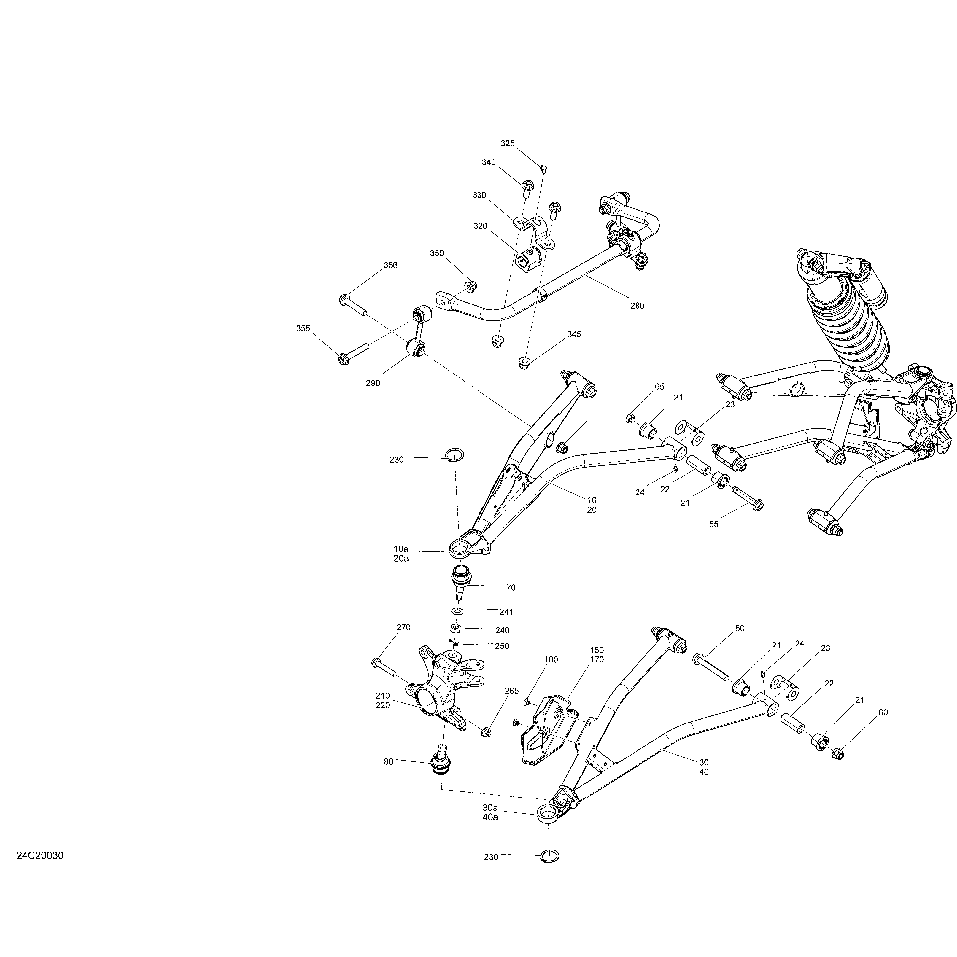 An Image of a Genuine Can-Am Parts Schematic Diagram showing the schematic - FRONT SUSPENSION