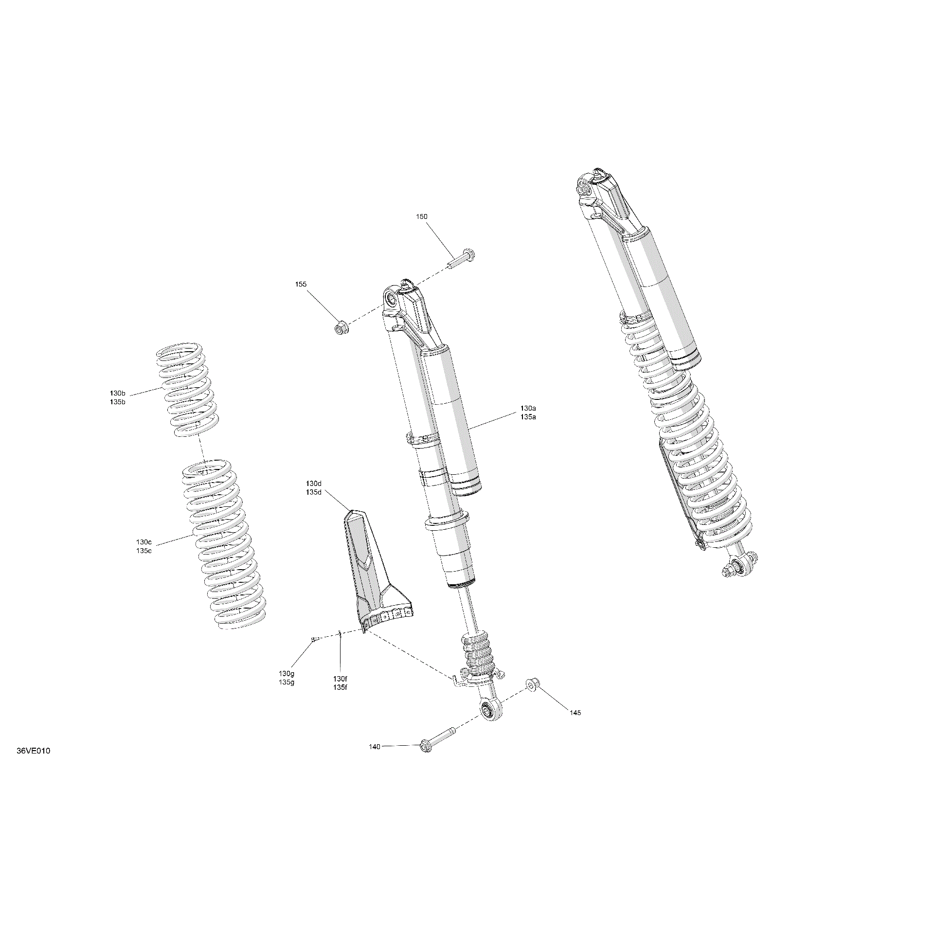 An Image of a Genuine Can-Am Parts Schematic Diagram showing the schematic - SUSPENSION - REAR SHOCKS