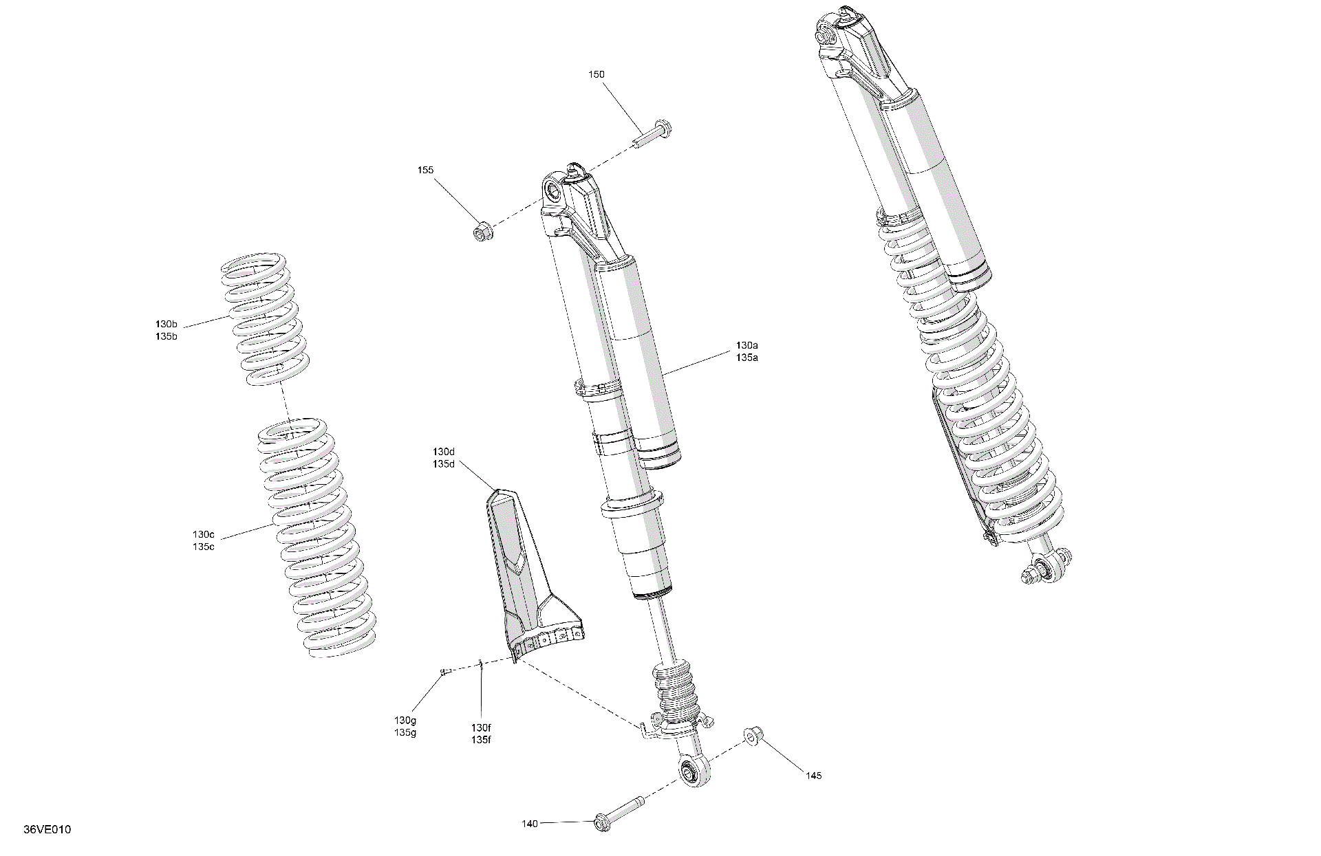 An Image of a Genuine Can-Am Parts Schematic Diagram showing the schematic - SUSPENSION - REAR SHOCKS