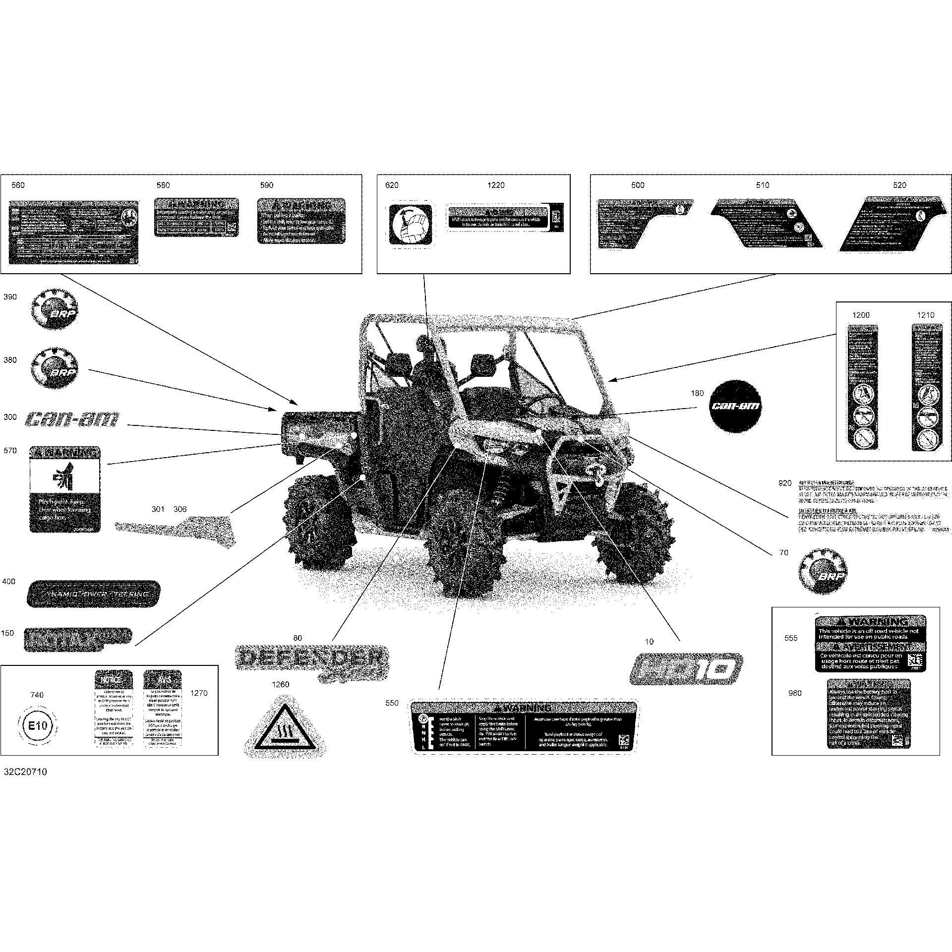 An Image of a Genuine Can-Am Parts Schematic Diagram showing the schematic - DECALS - X MR
