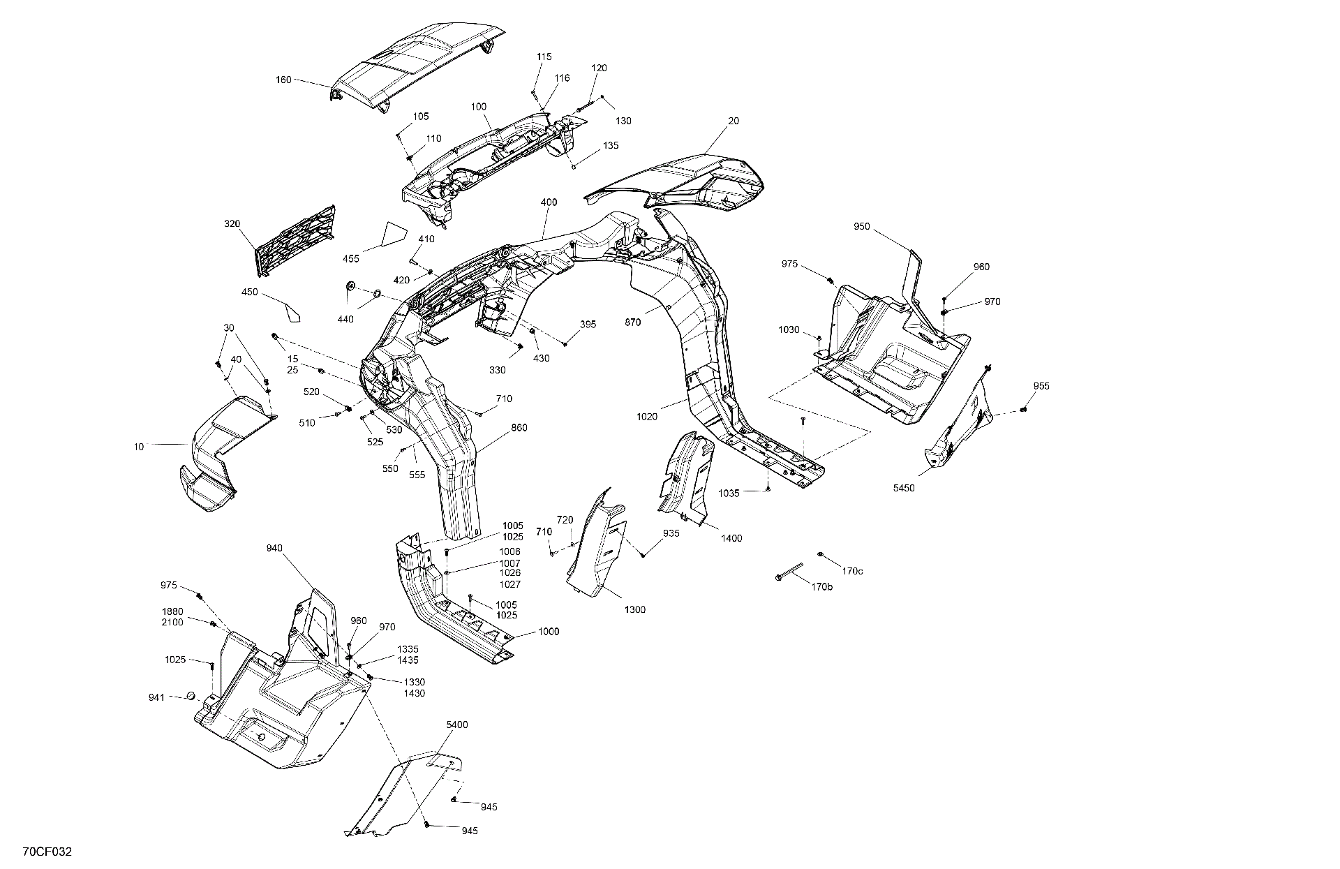 An Image of a Genuine Can-Am Parts Schematic Diagram showing the schematic - BODY - SYSTEM