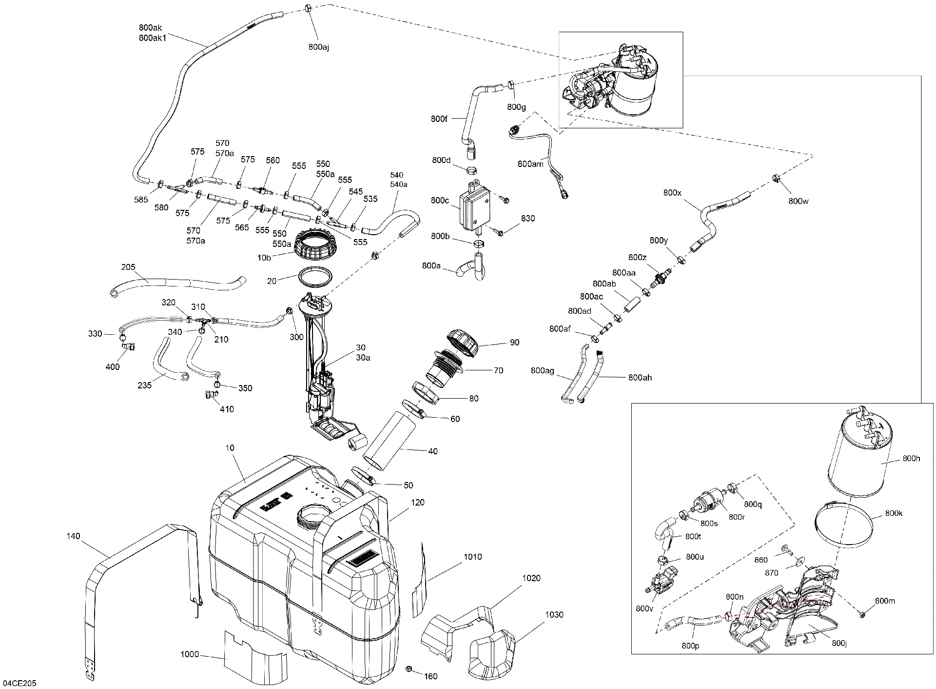 An Image of a Genuine Can-Am Parts Schematic Diagram showing the schematic - ENGINE - FUEL