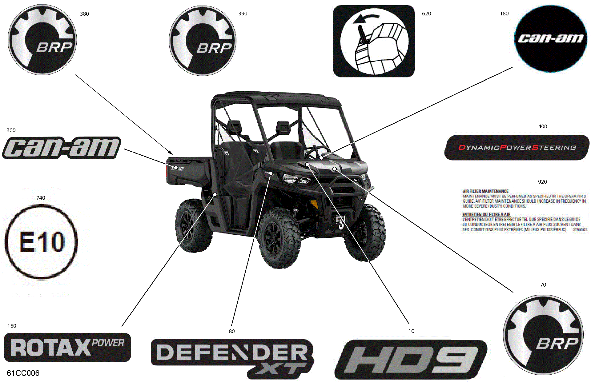 An Image of a Genuine Can-Am Parts Schematic Diagram showing the schematic - BODY - DECALS