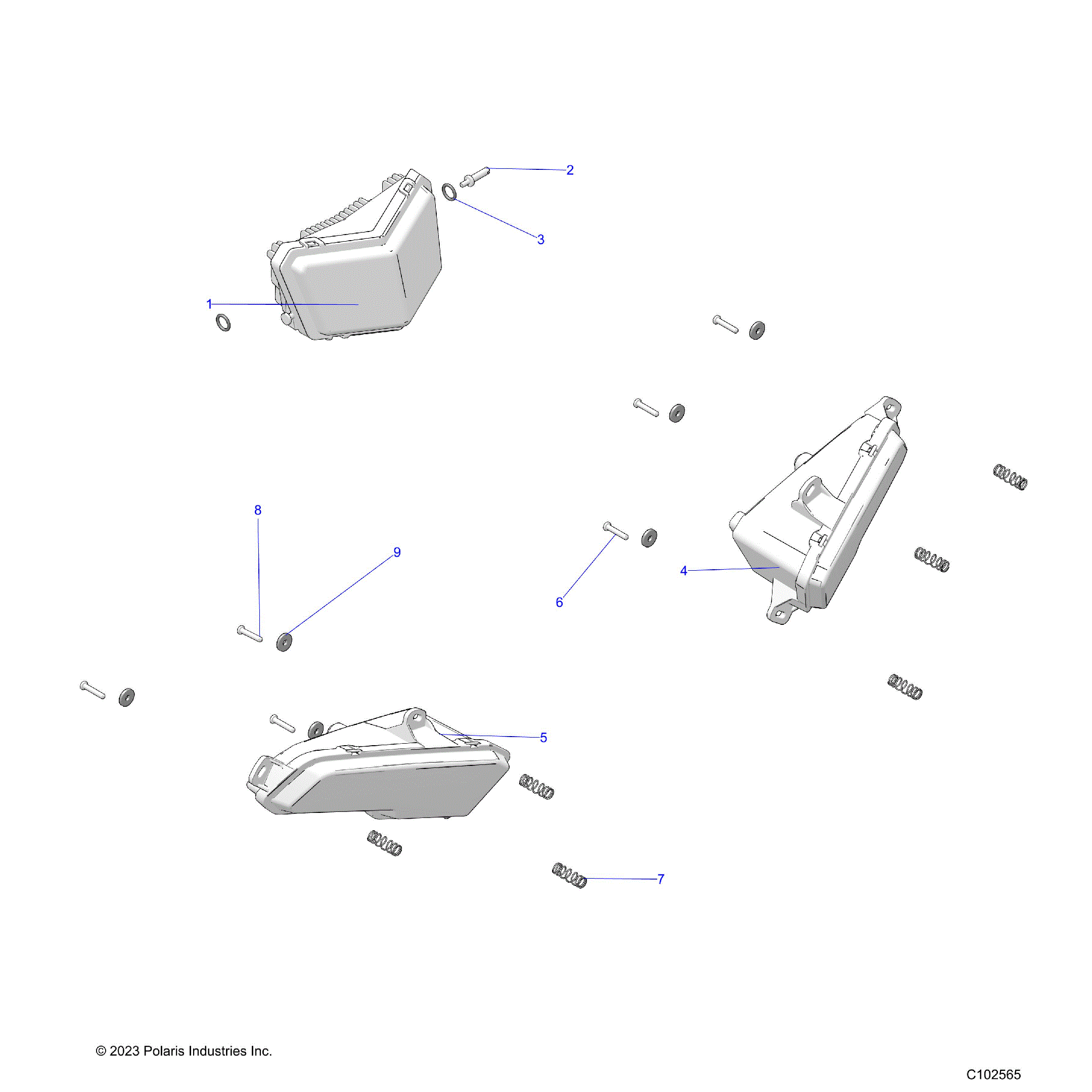 An Image of a Genuine Polaris Parts Schematic Diagram showing the schematic - ELECTRICAL: HEADLIGHTS - 2023 POLARIS SPORTSMAN 850 48" ULTIMATE TRAIL