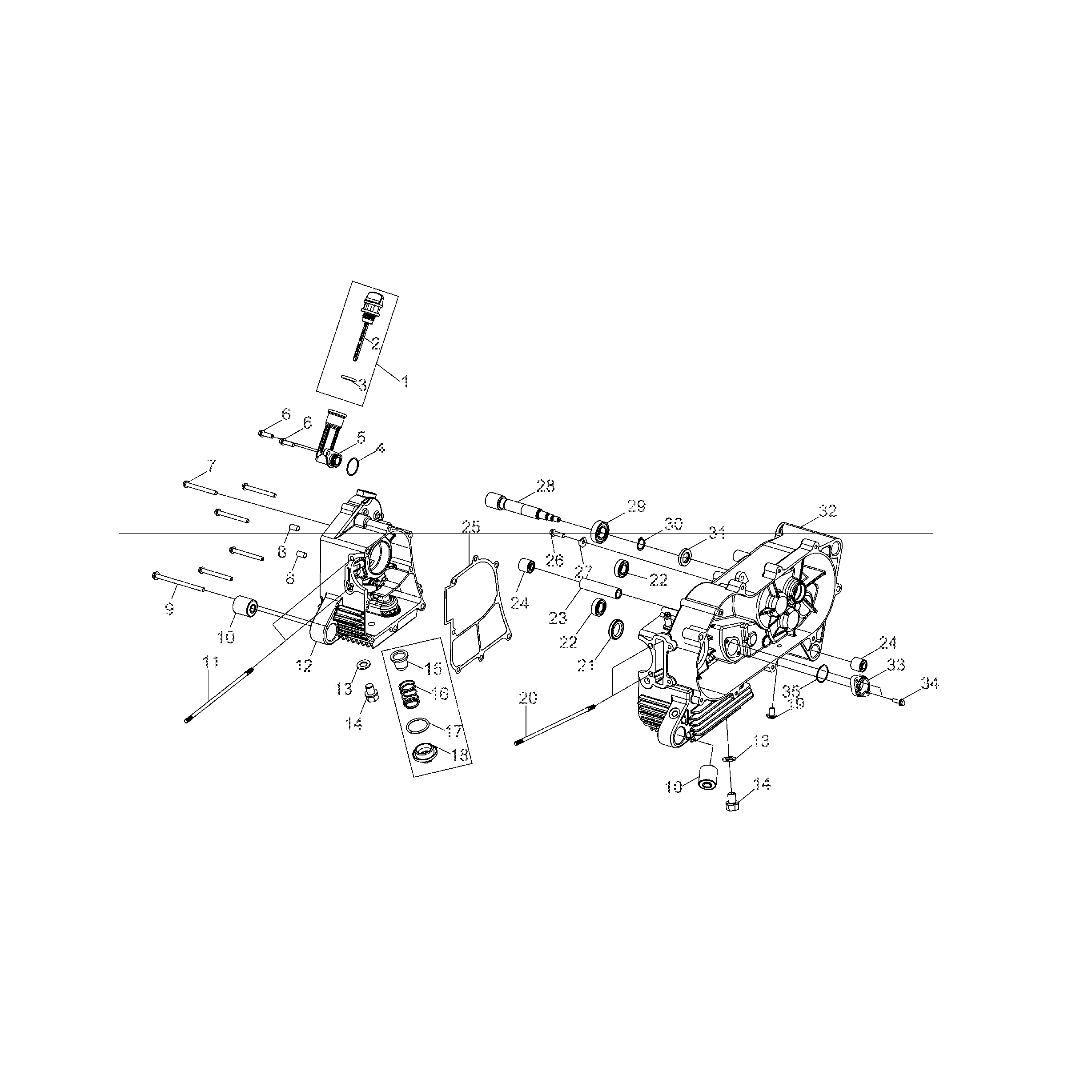 An Image of a Genuine Polaris Parts Schematic Diagram showing the schematic - ENGINE: CRANKCASE - 2017 POLARIS OUTLAW 110