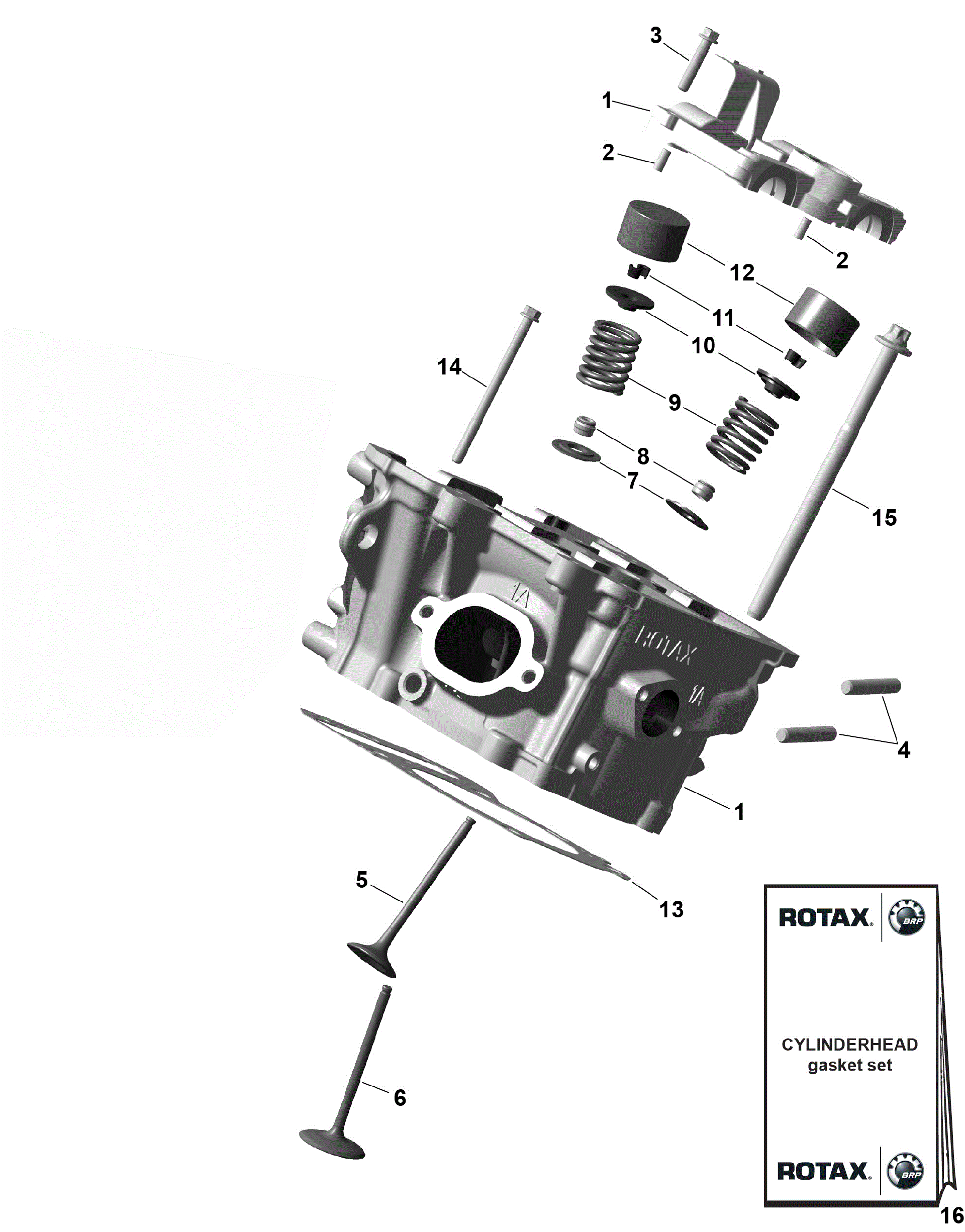 An Image of a Genuine Can-Am Parts Schematic Diagram showing the schematic - ROTAX - CYLINDER HEAD