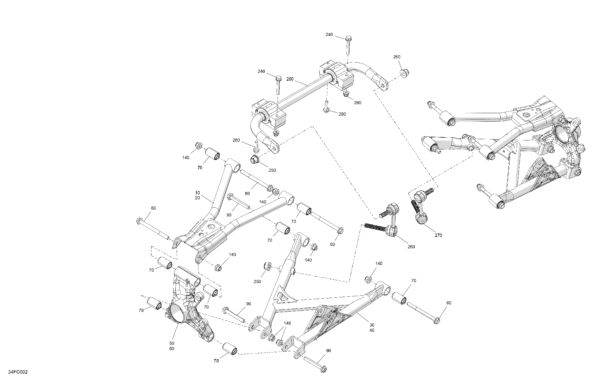 An Image of a Genuine Can-Am Parts Schematic Diagram showing the schematic - SUSPENSION - REAR COMPONENTS