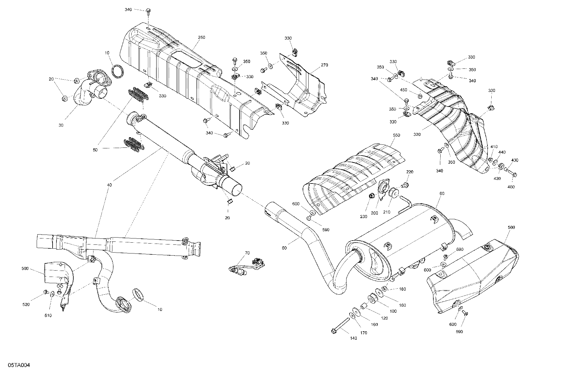 An Image of a Genuine Can-Am Parts Schematic Diagram showing the schematic - ENGINE - EXHAUST